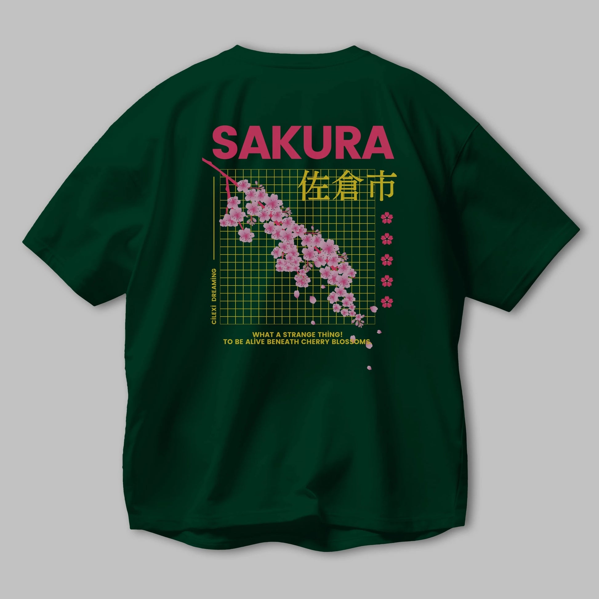 Sakura Streetwear Arka Baskılı Oversize t-shirt Erkek Kadın Unisex