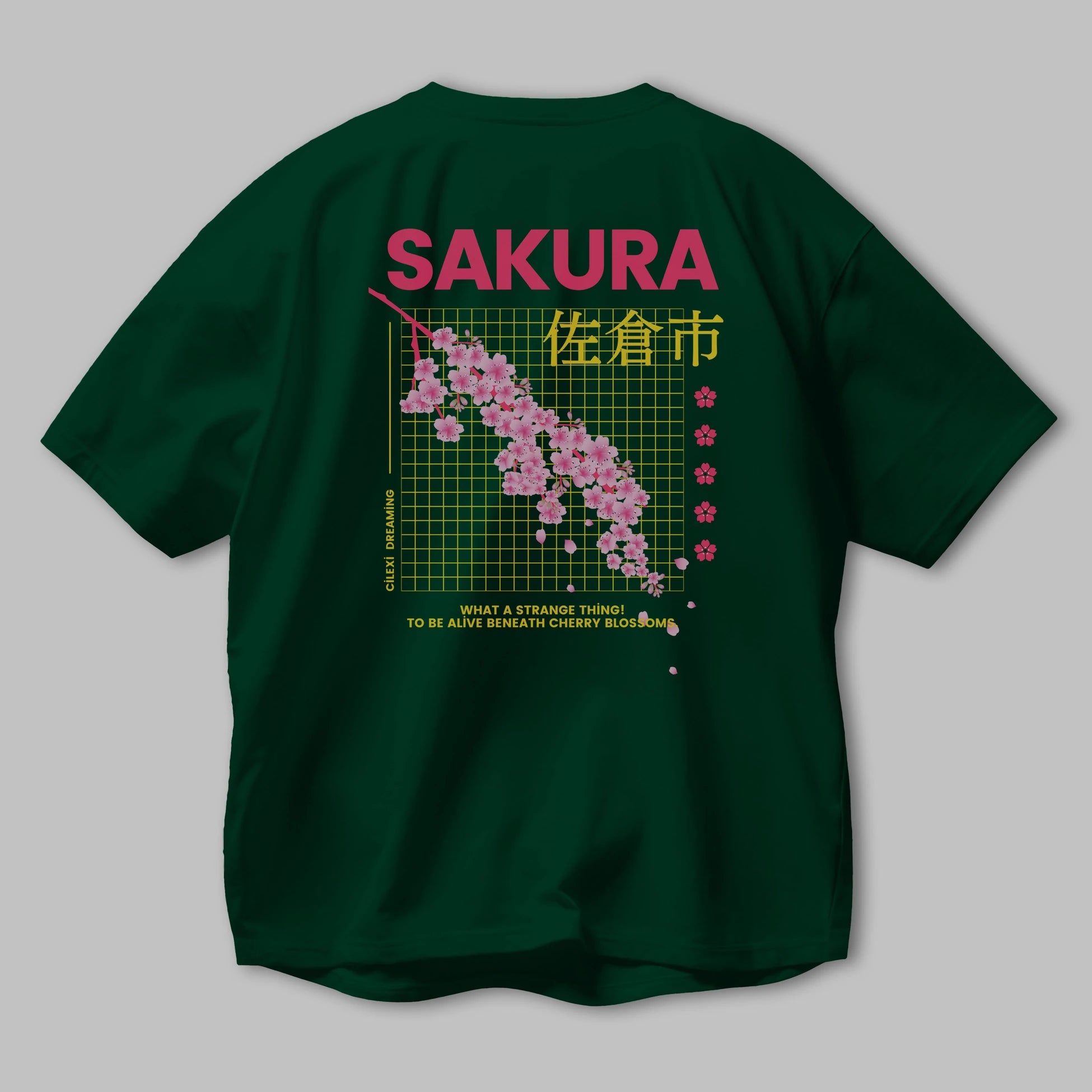 Sakura Streetwear Arka Baskılı Oversize t-shirt Erkek Kadın Unisex