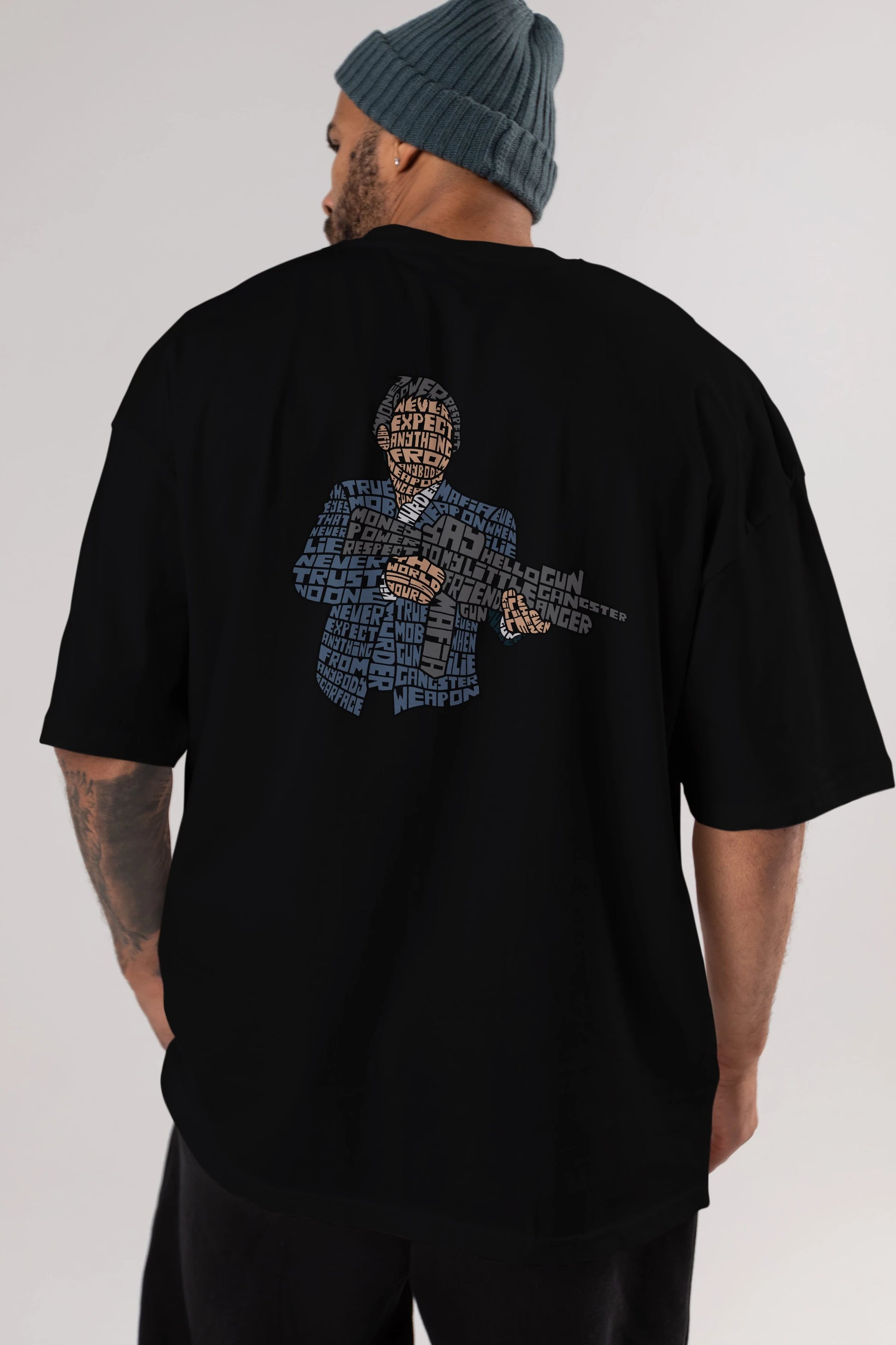 Mafia Arka Baskılı Oversize t-shirt %100 pamuk Erkek Kadın Unisex