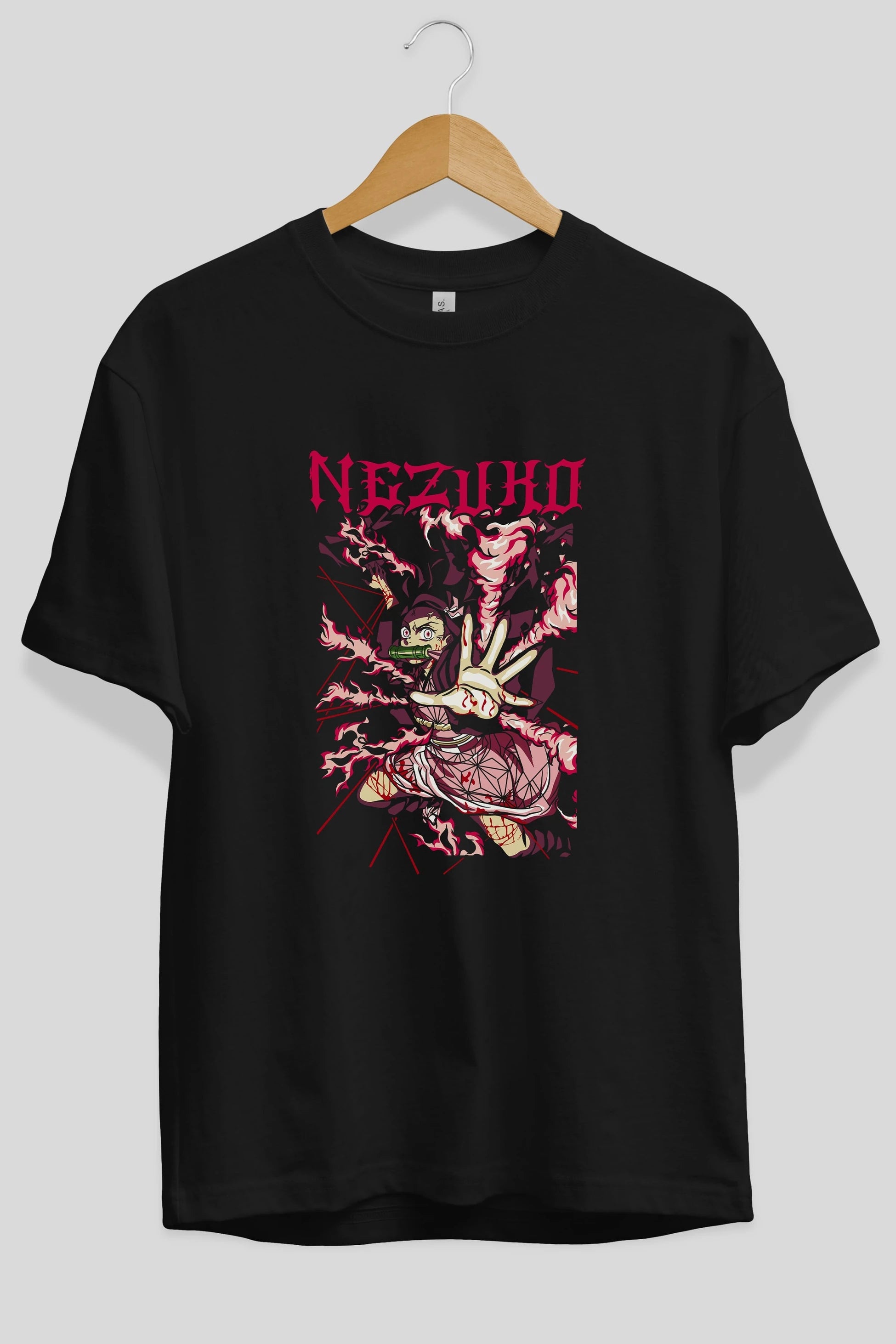 NEZUKO KAMADO Anime Ön Baskılı Oversize t-shirt %100 pamuk Erkek Kadın Unisex