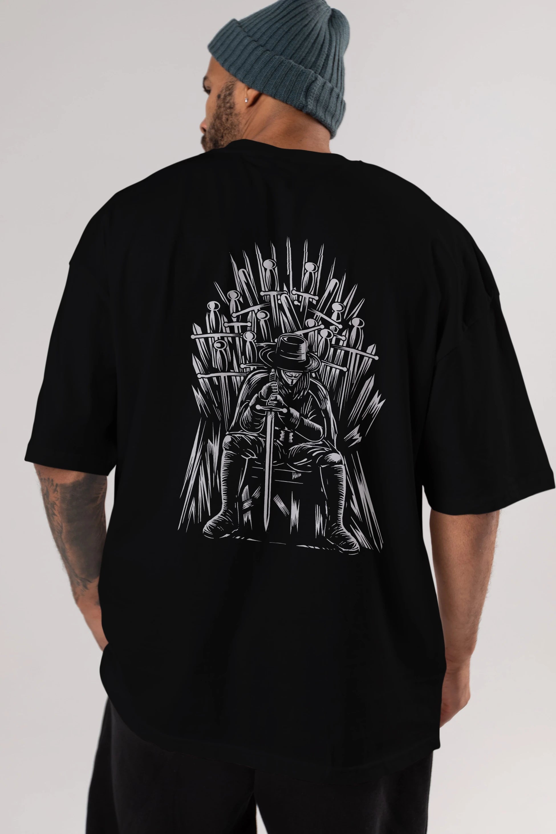 The Thrones Of Vendetta Arka Baskılı Oversize t-shirt Erkek Kadın Unisex %100 Pamuk