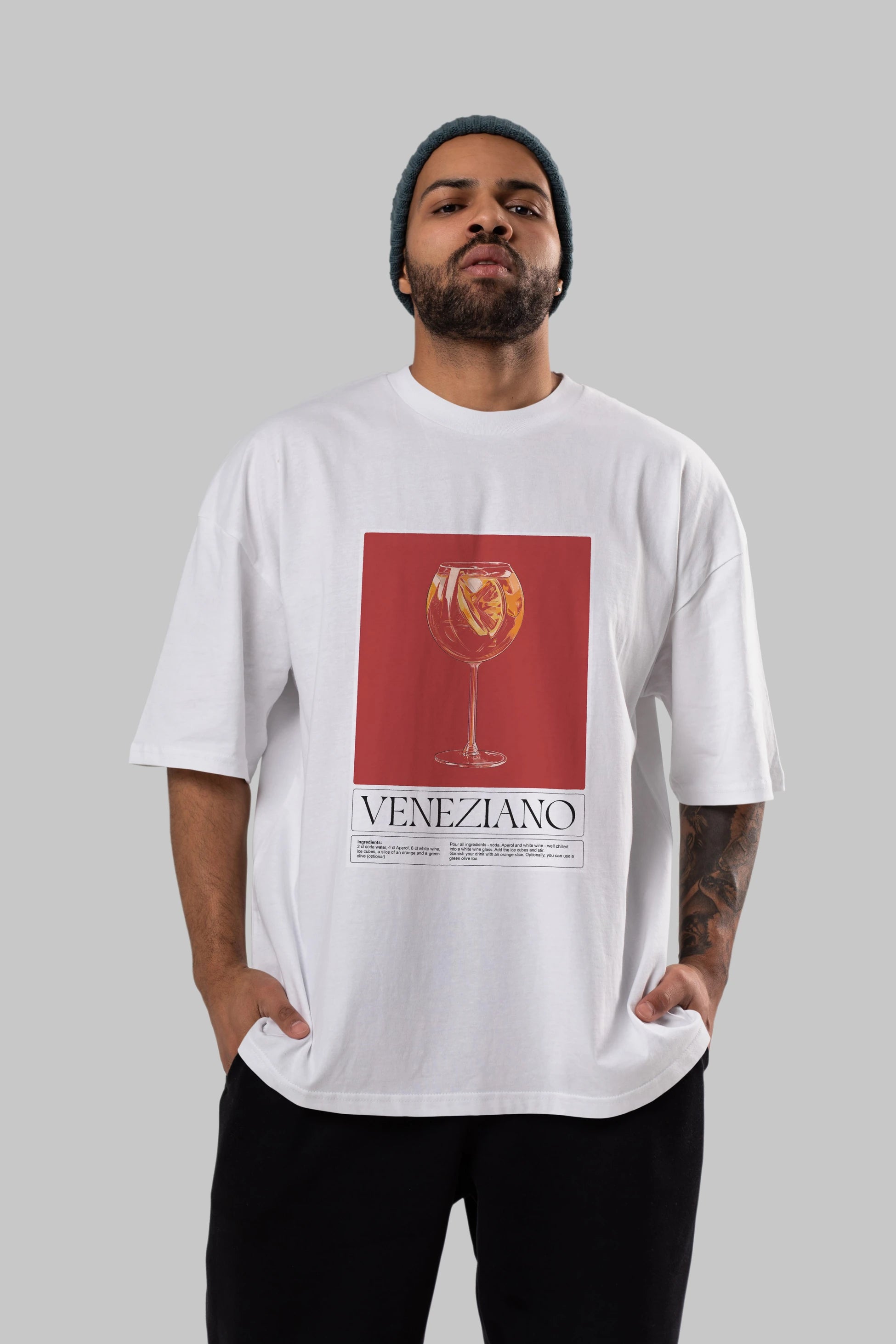 Veneziano Ön Baskılı Oversize t-shirt Erkek Kadın Unisex %100 Pamuk Bisiklet Yaka tişort