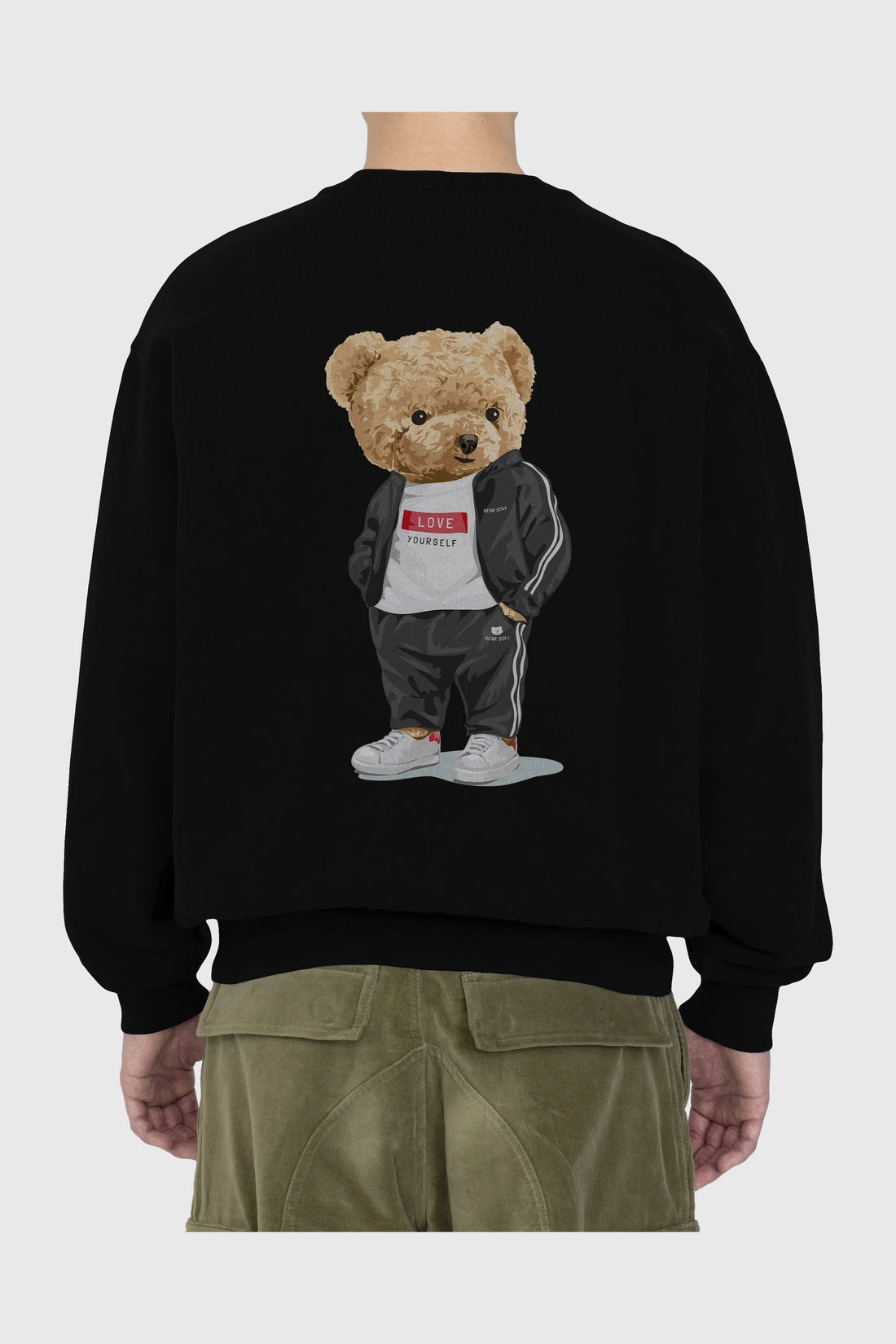 Teddy Bear Love Yourself Arka Baskılı Oversize Sweatshirt Erkek Kadın Unisex