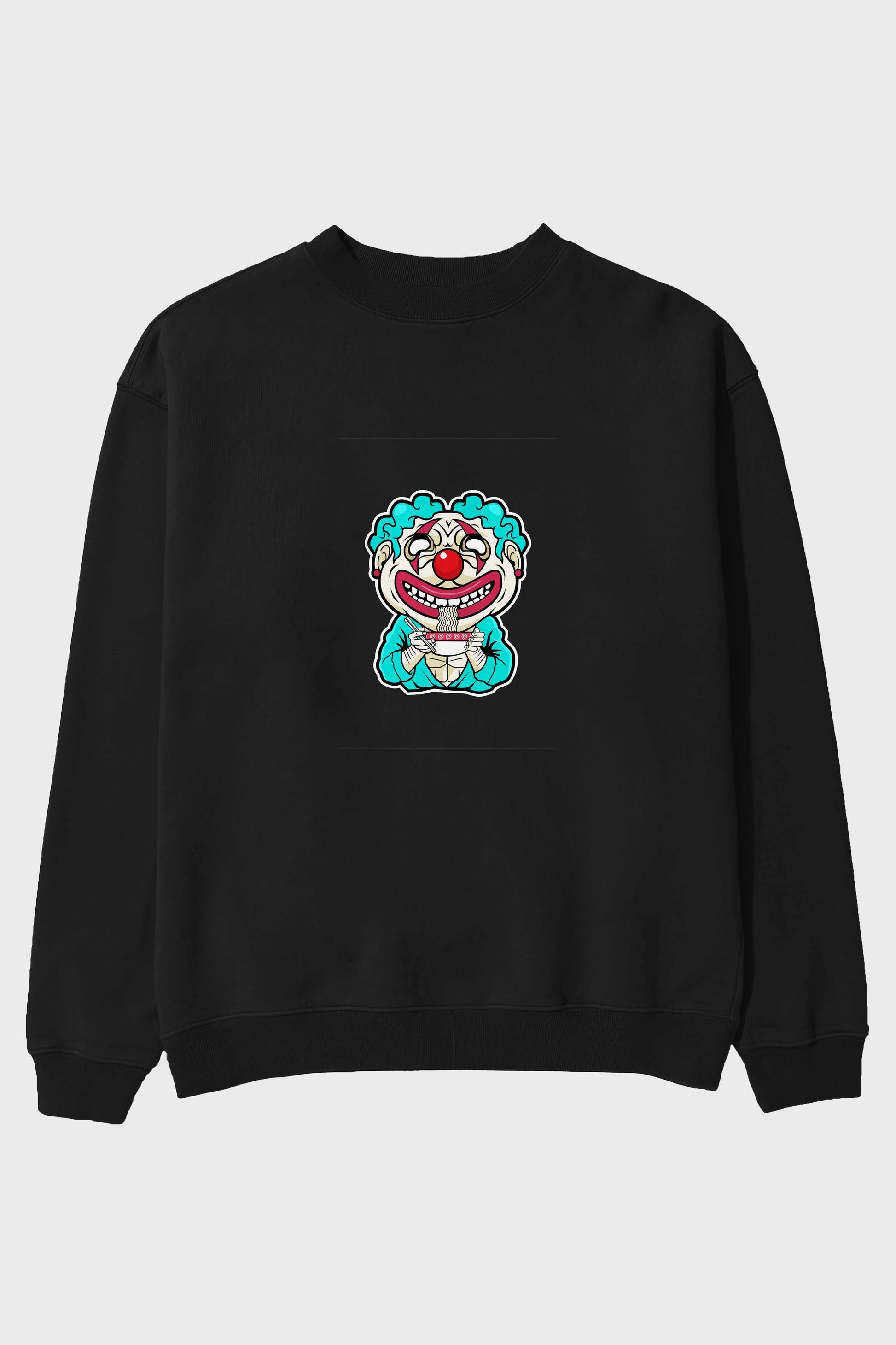 Clown Ramen Ön Baskılı Oversize Sweatshirt Erkek Kadın Unisex