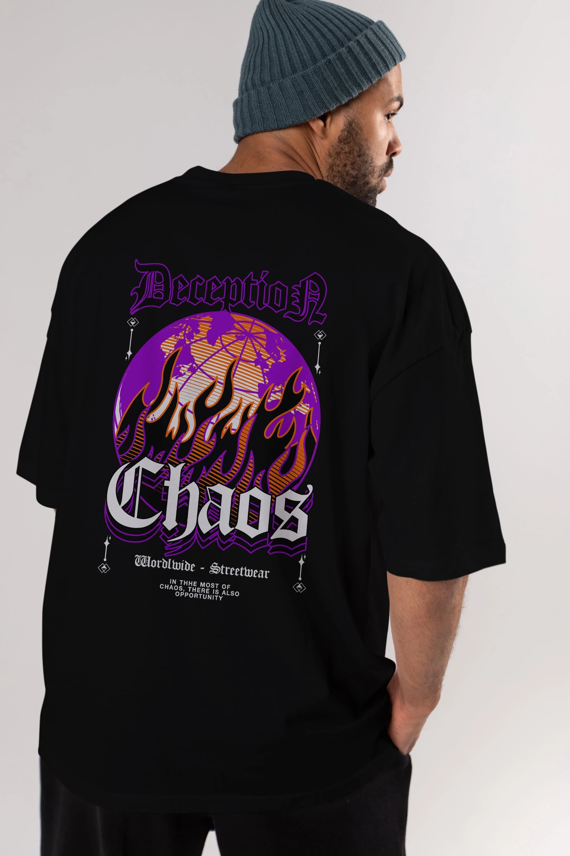 Deception Chaos Arka Baskılı Oversize t-shirt Erkek Kadın Unisex