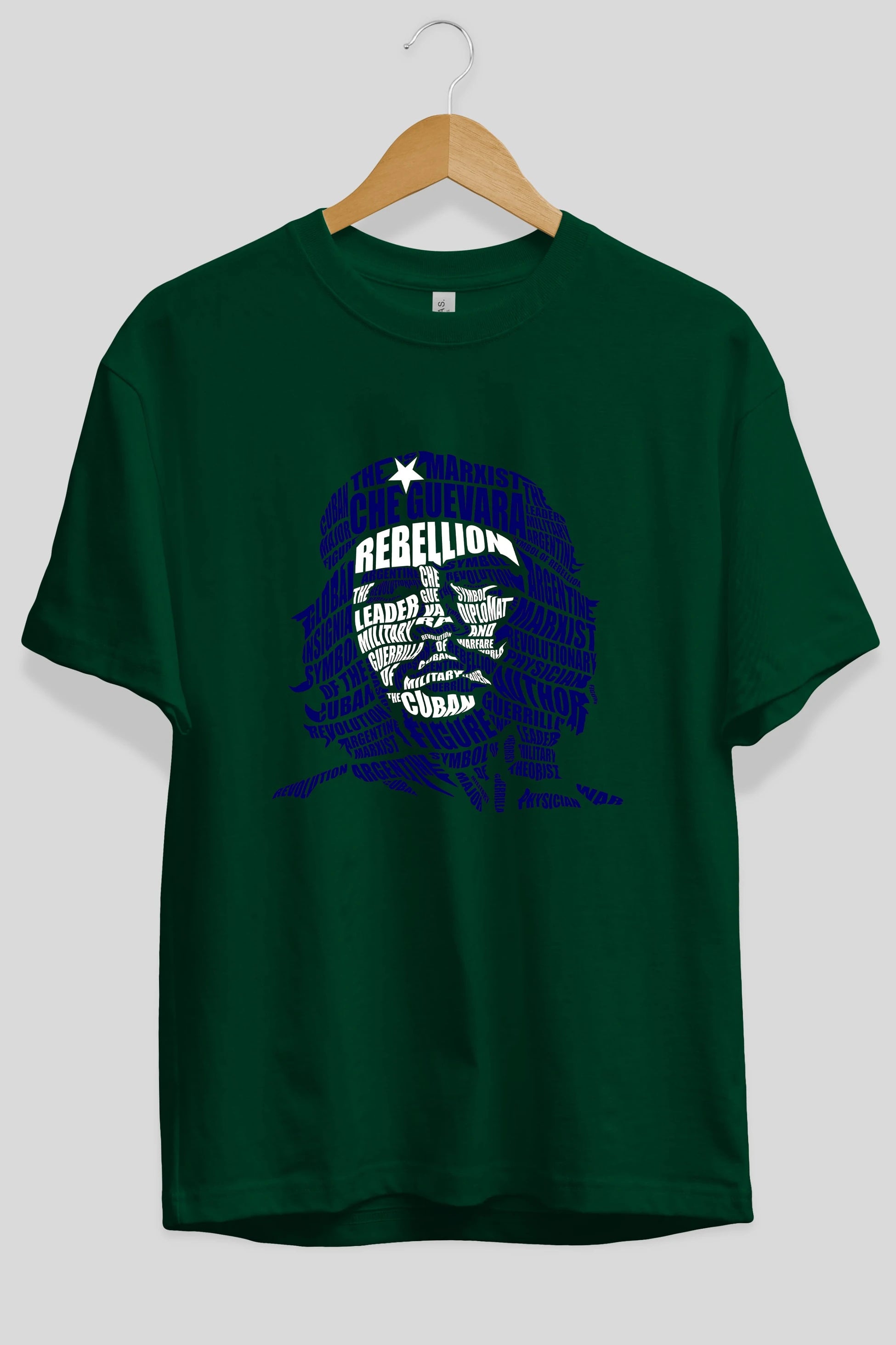 Che Guevara Calligram Ön Baskılı Oversize t-shirt %100 pamuk Erkek Kadın Unisex