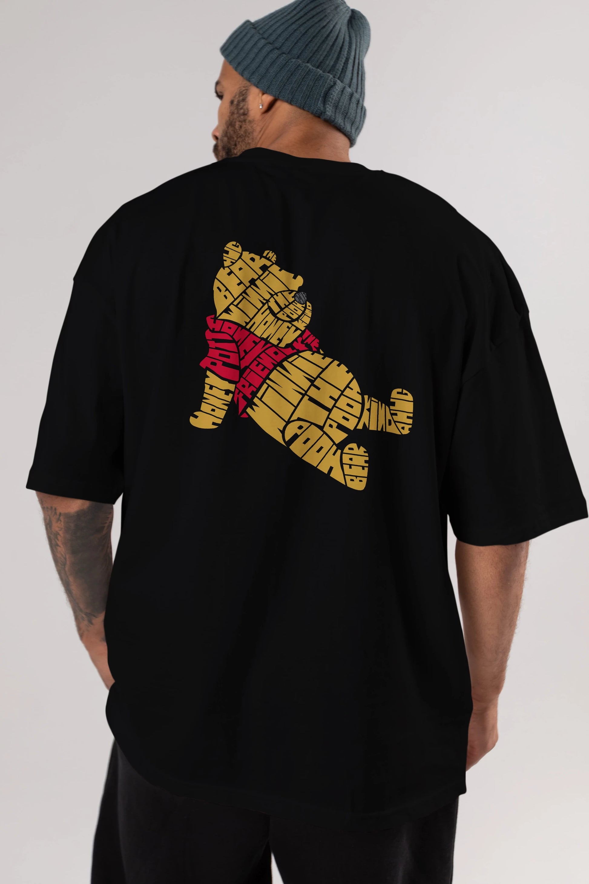 Winnie The Pooh Arka Baskılı Oversize t-shirt %100 pamuk Erkek Kadın Unisex