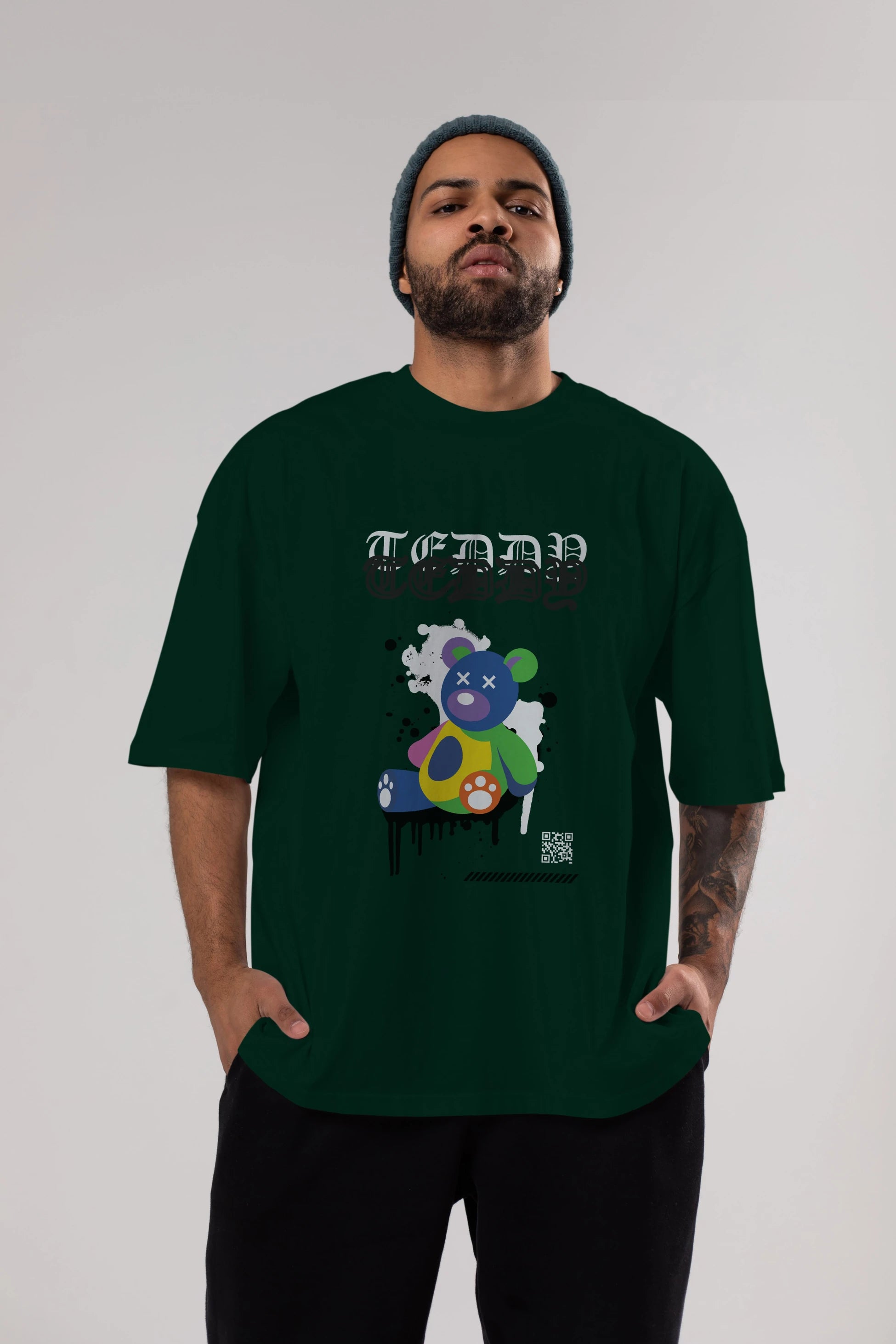 Teddy Bear Ön Baskılı Oversize t-shirt Erkek Kadın Unisex