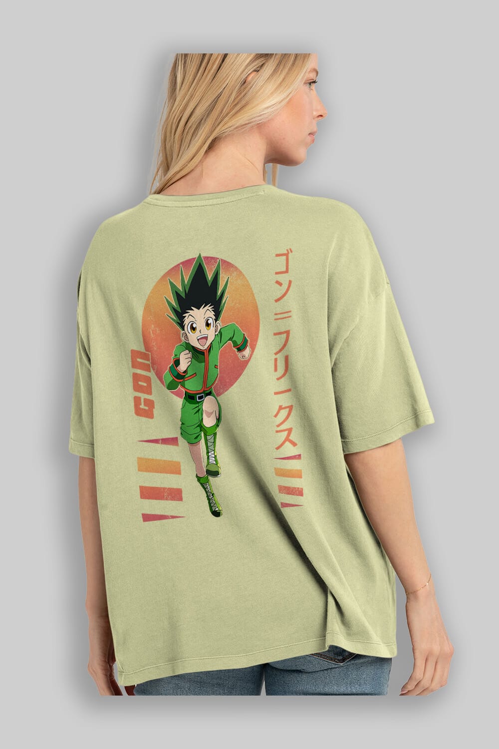 Gon Freecss HUNTER X HUNTER 2 Anime Arka Baskılı Oversize t-shirt Erkek Kadın Unisex
