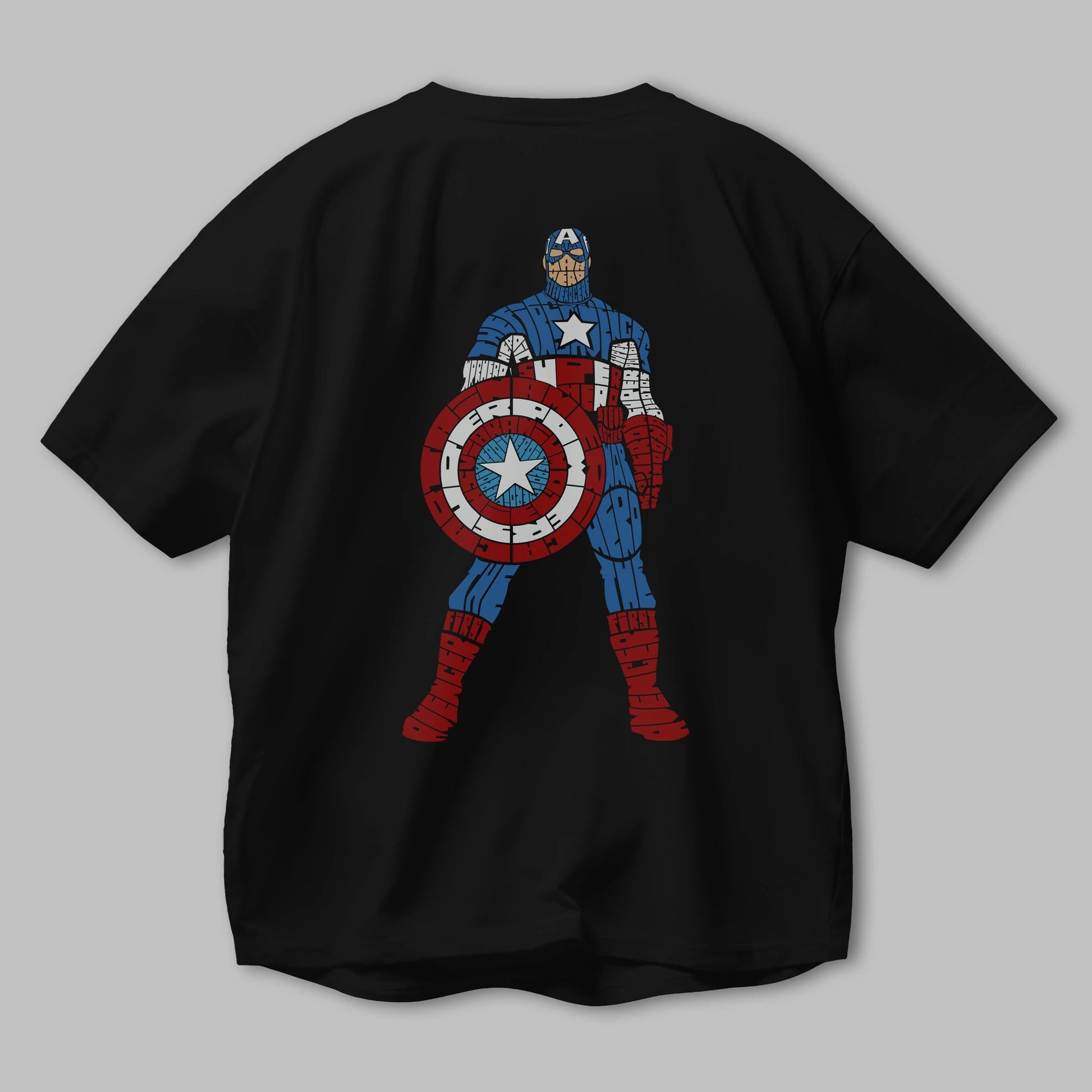 Captain America Arka Baskılı Oversize t-shirt %100 pamuk Erkek Kadın Unisex