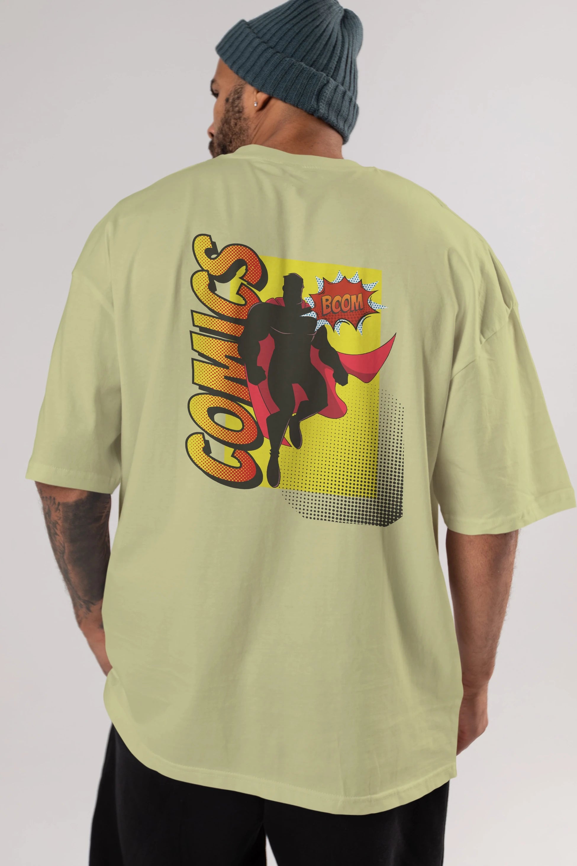 Comics Boom Arka Baskılı Oversize t-shirt Erkek Kadın Unisex