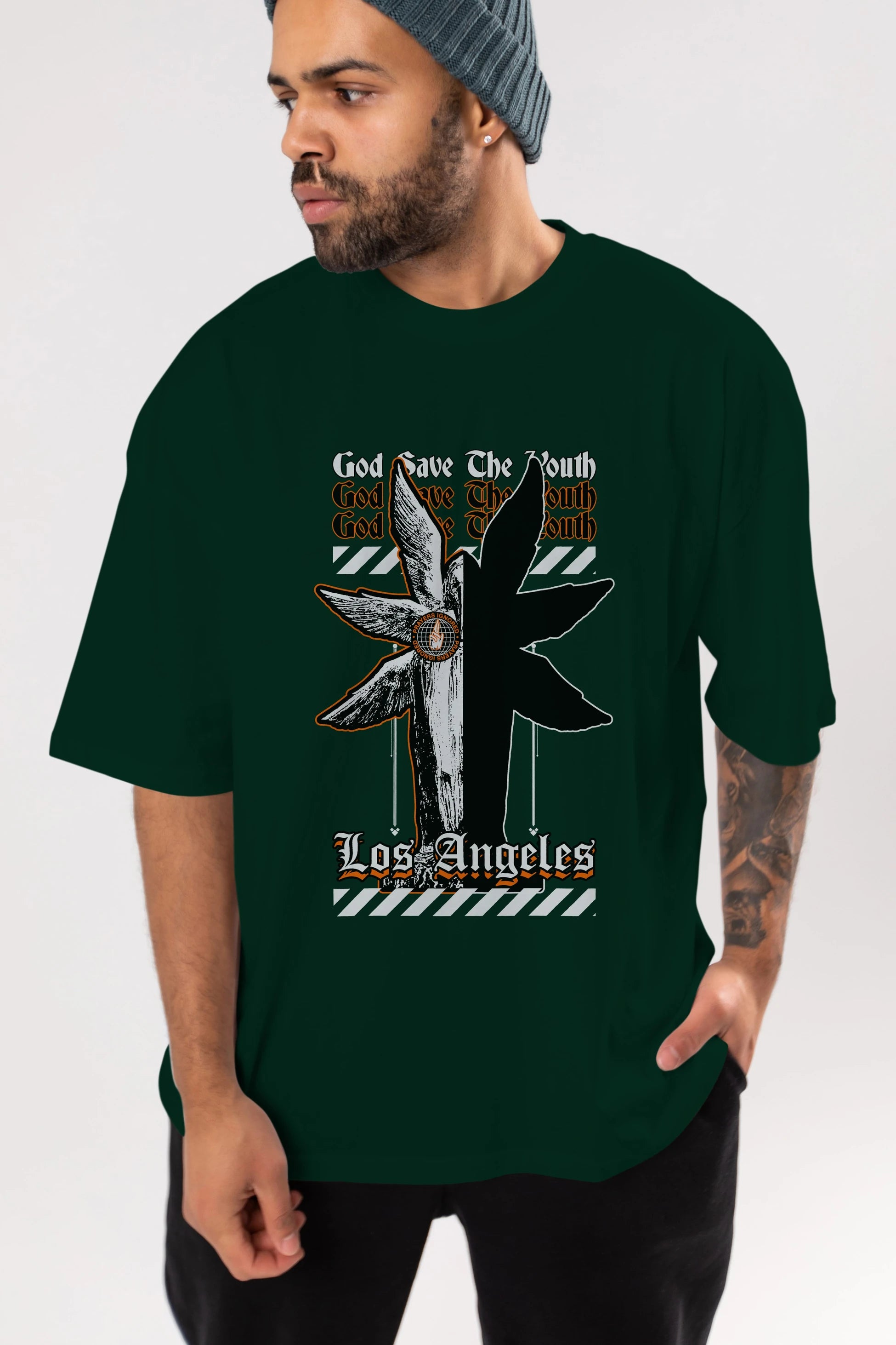 God Save The Youth Ön Baskılı Oversize t-shirt Erkek Kadın Unisex
