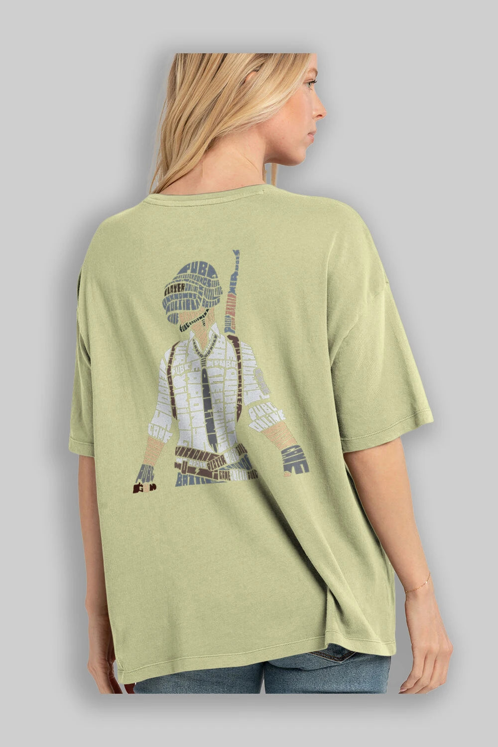 Pubg Arka Baskılı Oversize t-shirt %100 pamuk Erkek Kadın Unisex