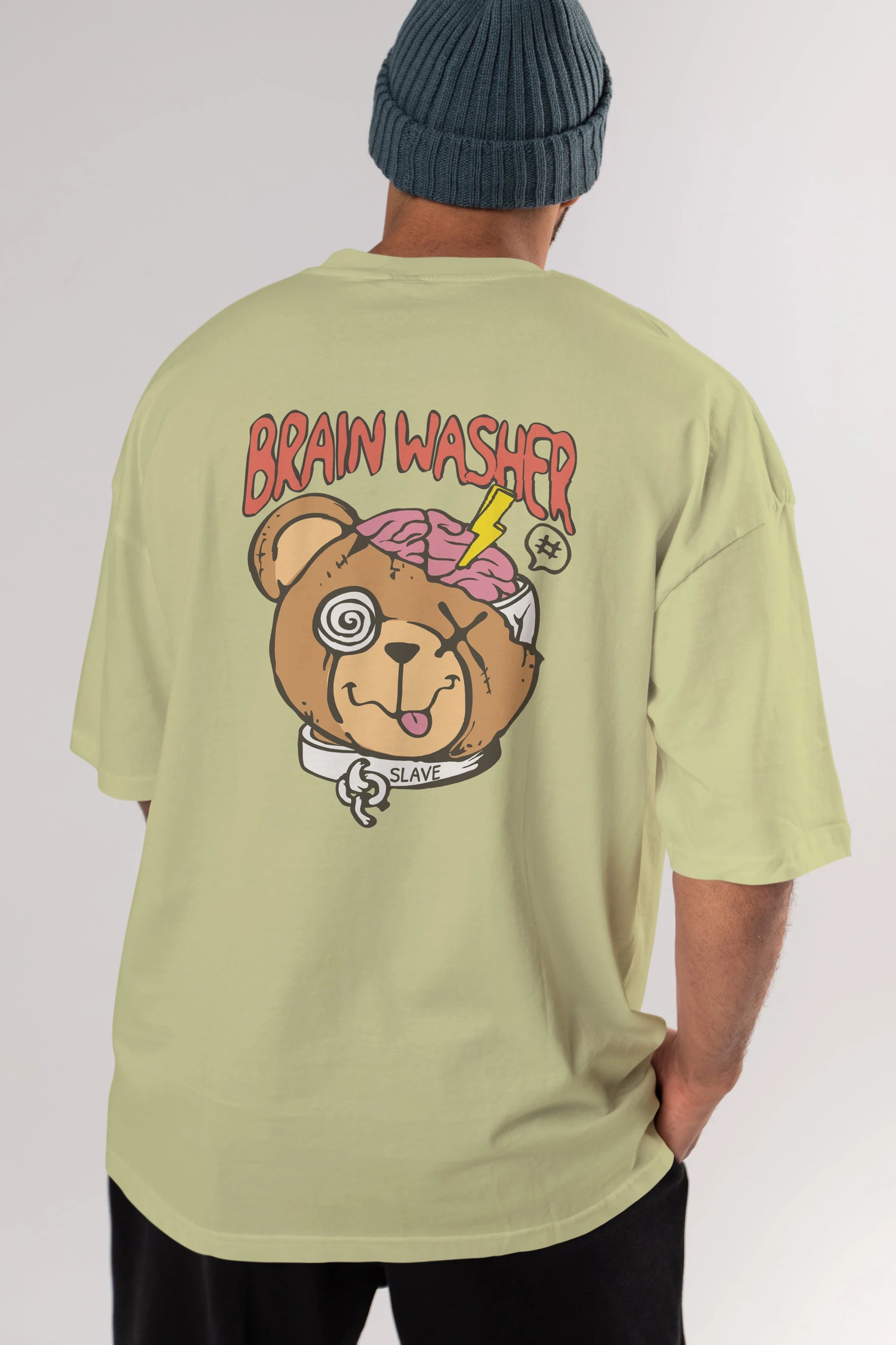 Brain Washer Arka Baskılı Oversize t-shirt Erkek Kadın Unisex