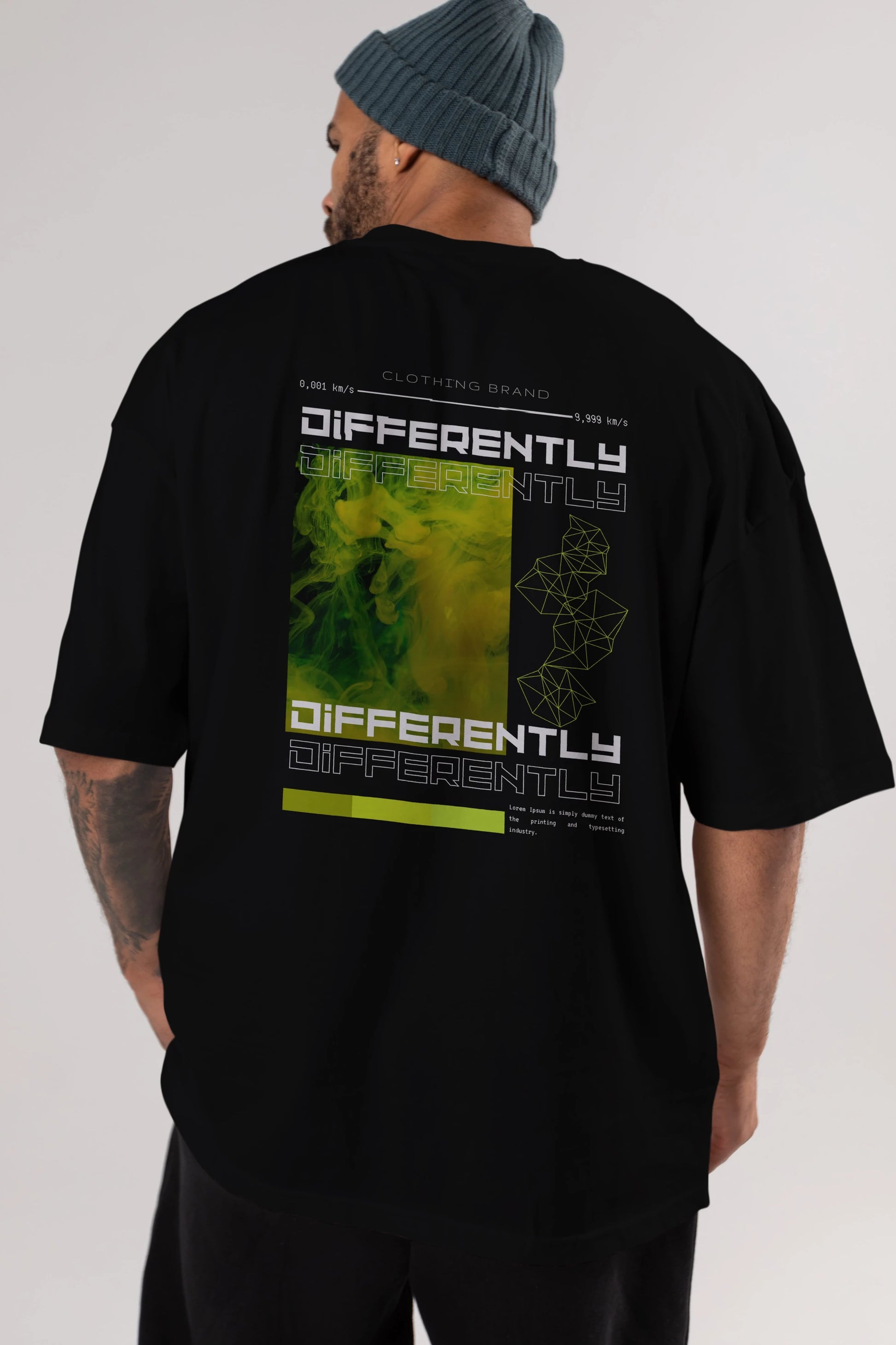 Differently Yazılı Arka Baskılı Oversize t-shirt Erkek Kadın Unisex