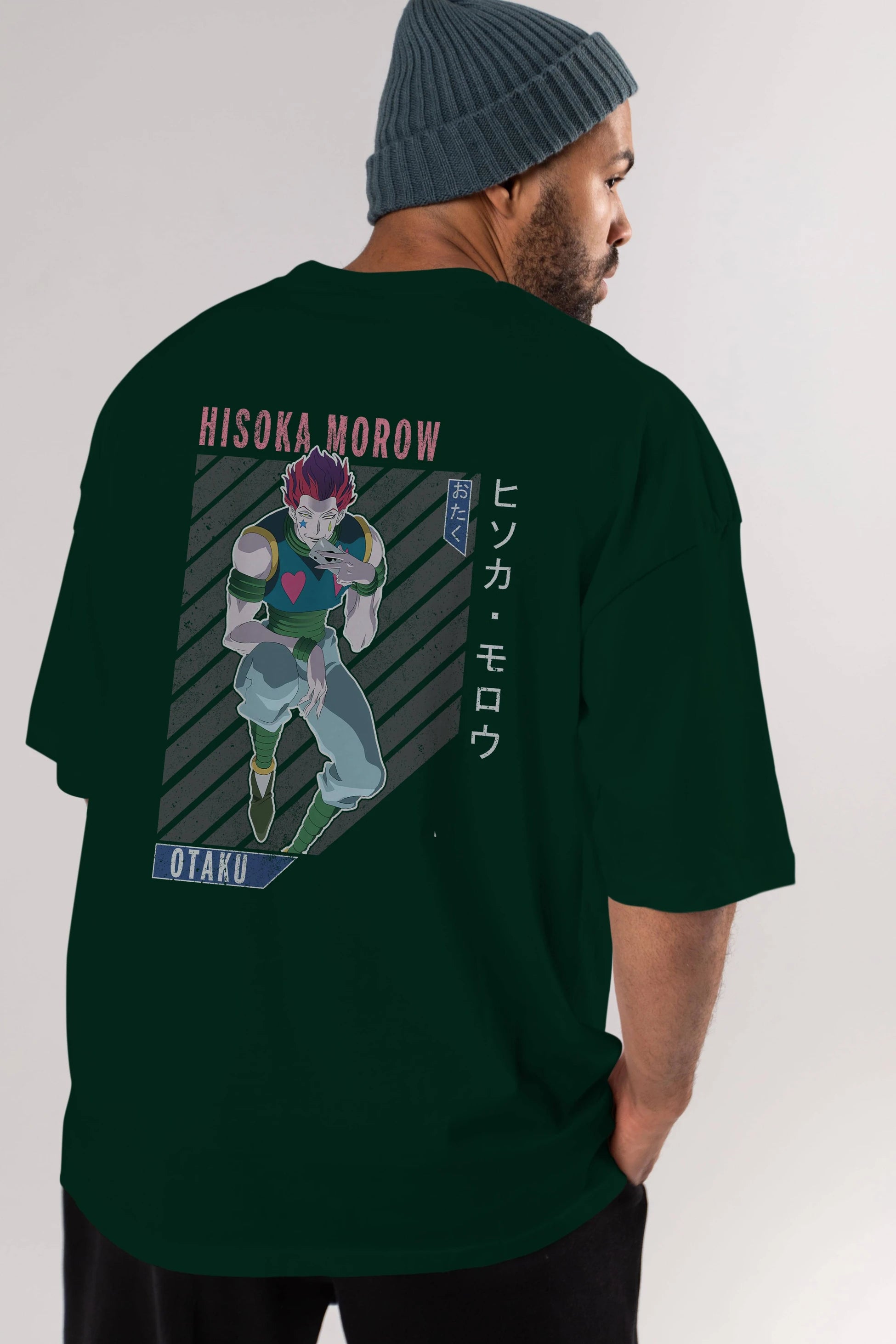 Hisoka Morow 2 2 Anime Arka Baskılı Oversize t-shirt Erkek Kadın Unisex