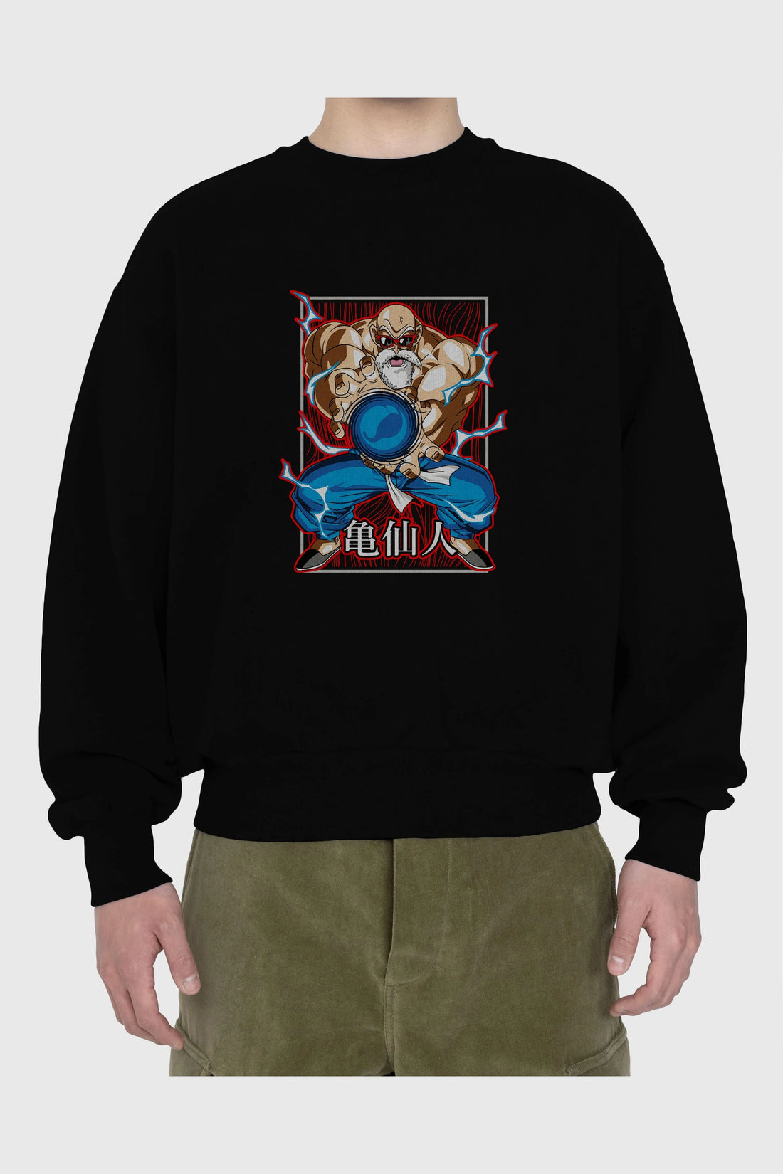 DragonBall MaestroRoshi Anime Ön Baskılı Oversize Sweatshirt Erkek Kadın Unisex