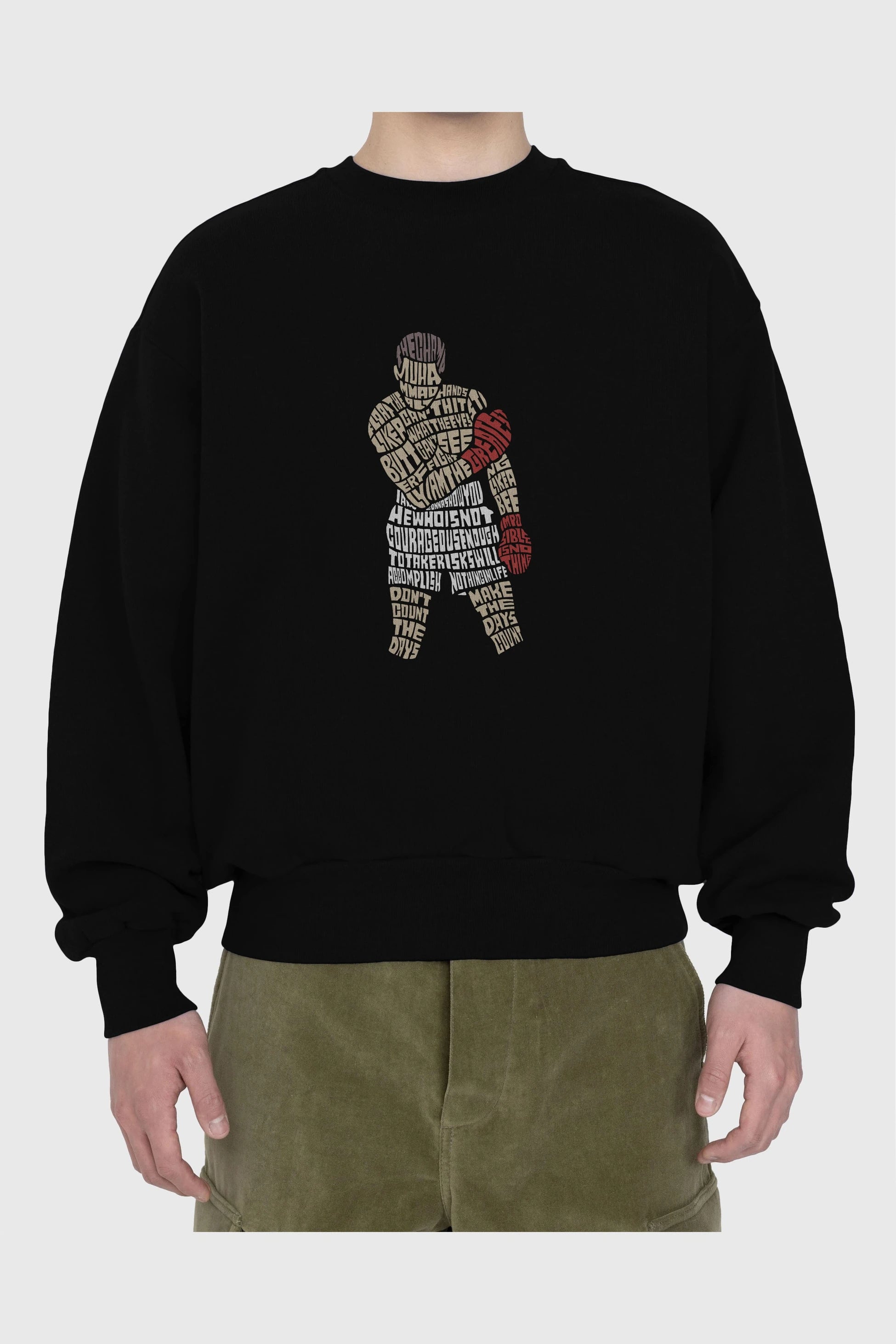 The Champ Muhammad Ali Ön Baskılı Oversize Sweatshirt Erkek Kadın Unisex