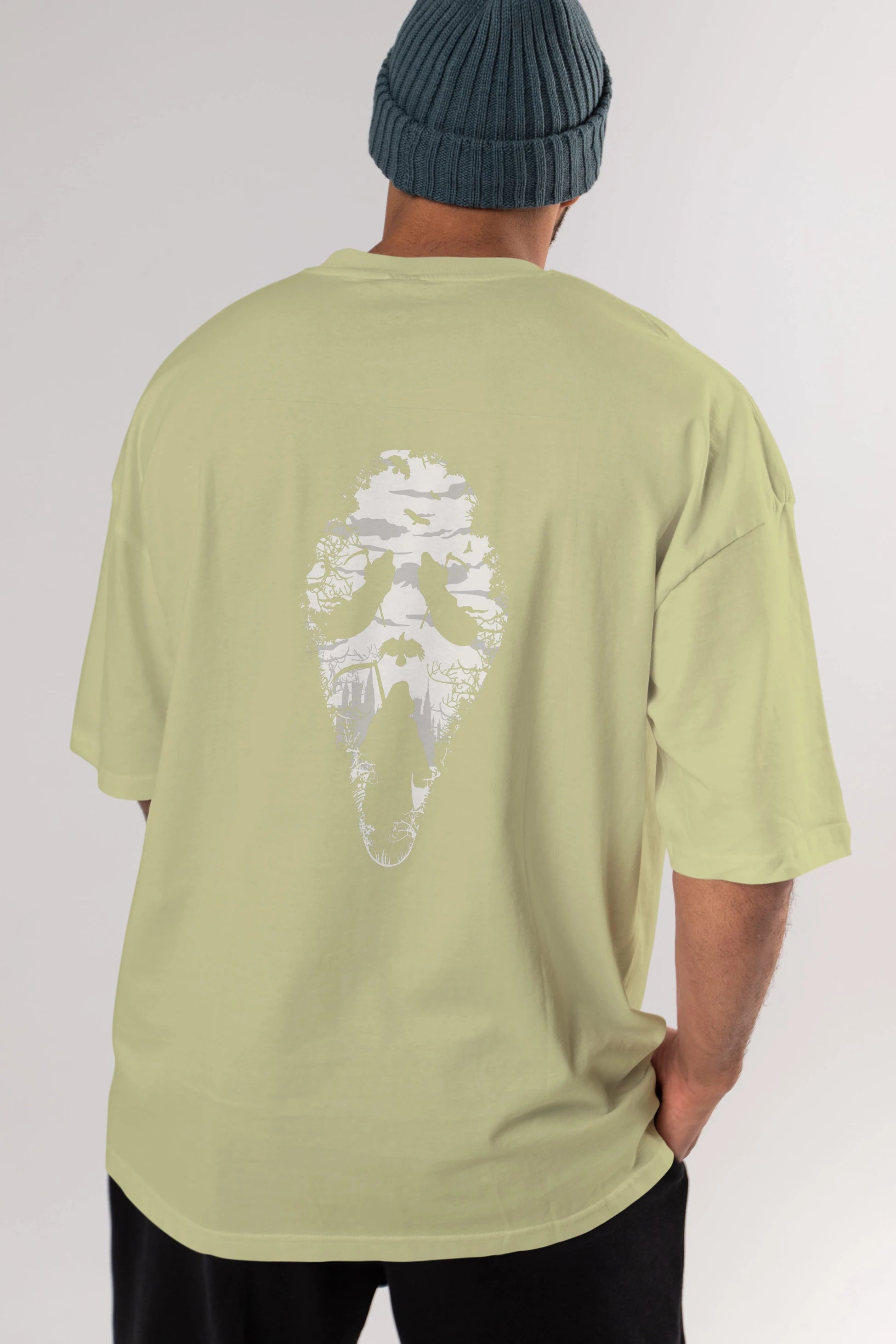 Reaper Scream Arka Baskılı Oversize t-shirt %100 pamuk Erkek Kadın Unisex