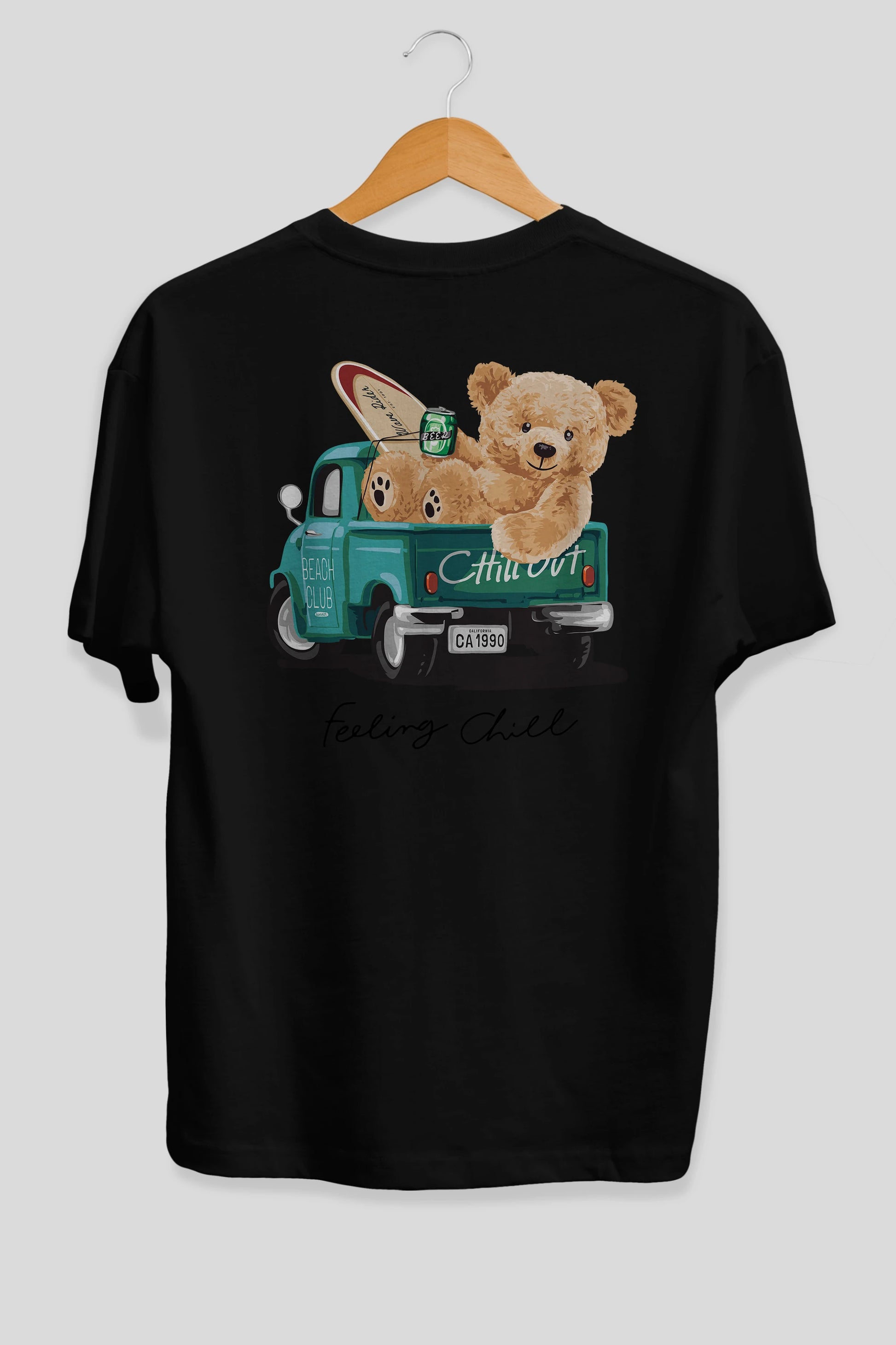 Teddy Bear Chill Out Arka Baskılı Oversize t-shirt Erkek Kadın Unisex %100 Pamuk