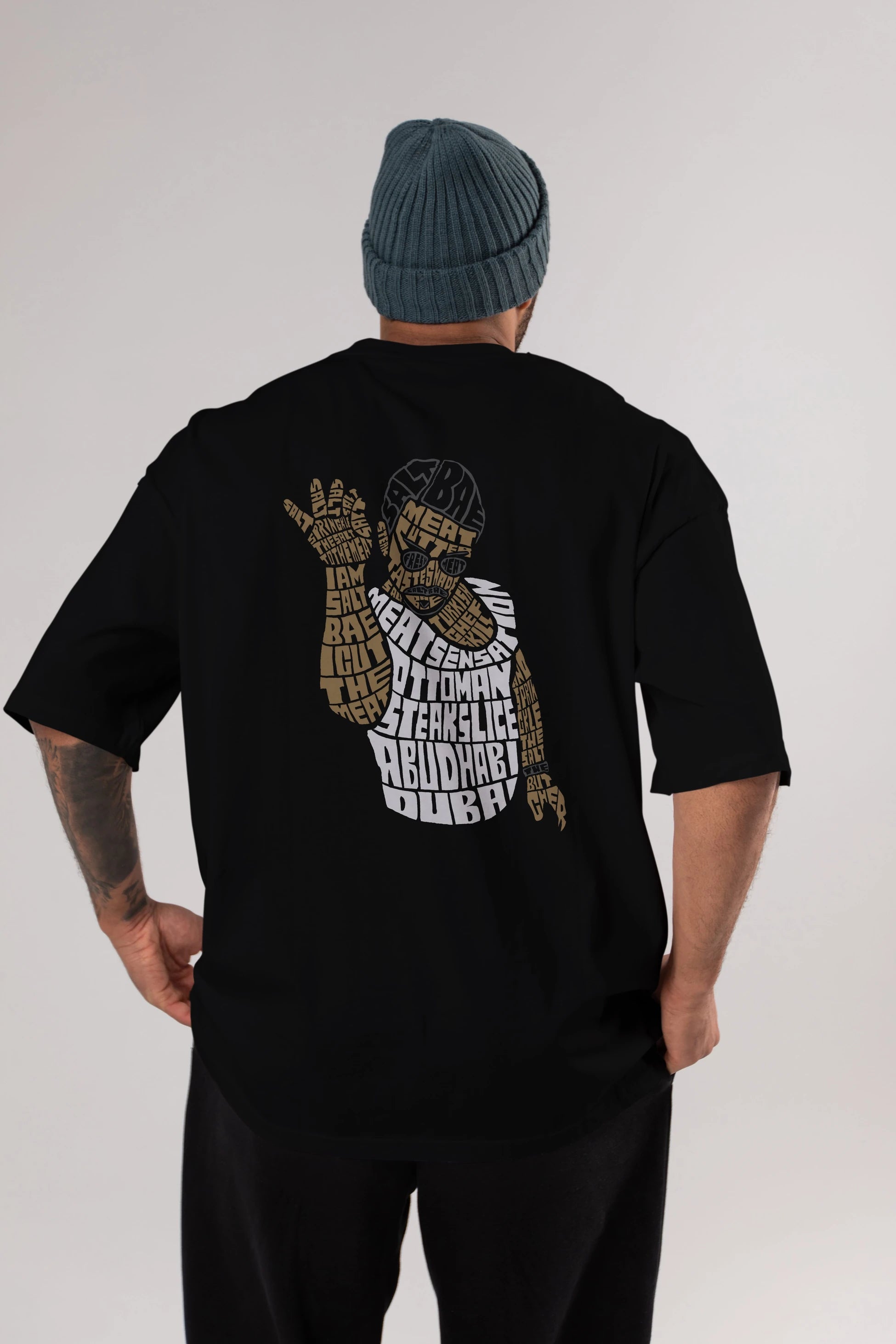 Salt Bae Arka Baskılı Oversize t-shirt %100 pamuk Erkek Kadın Unisex