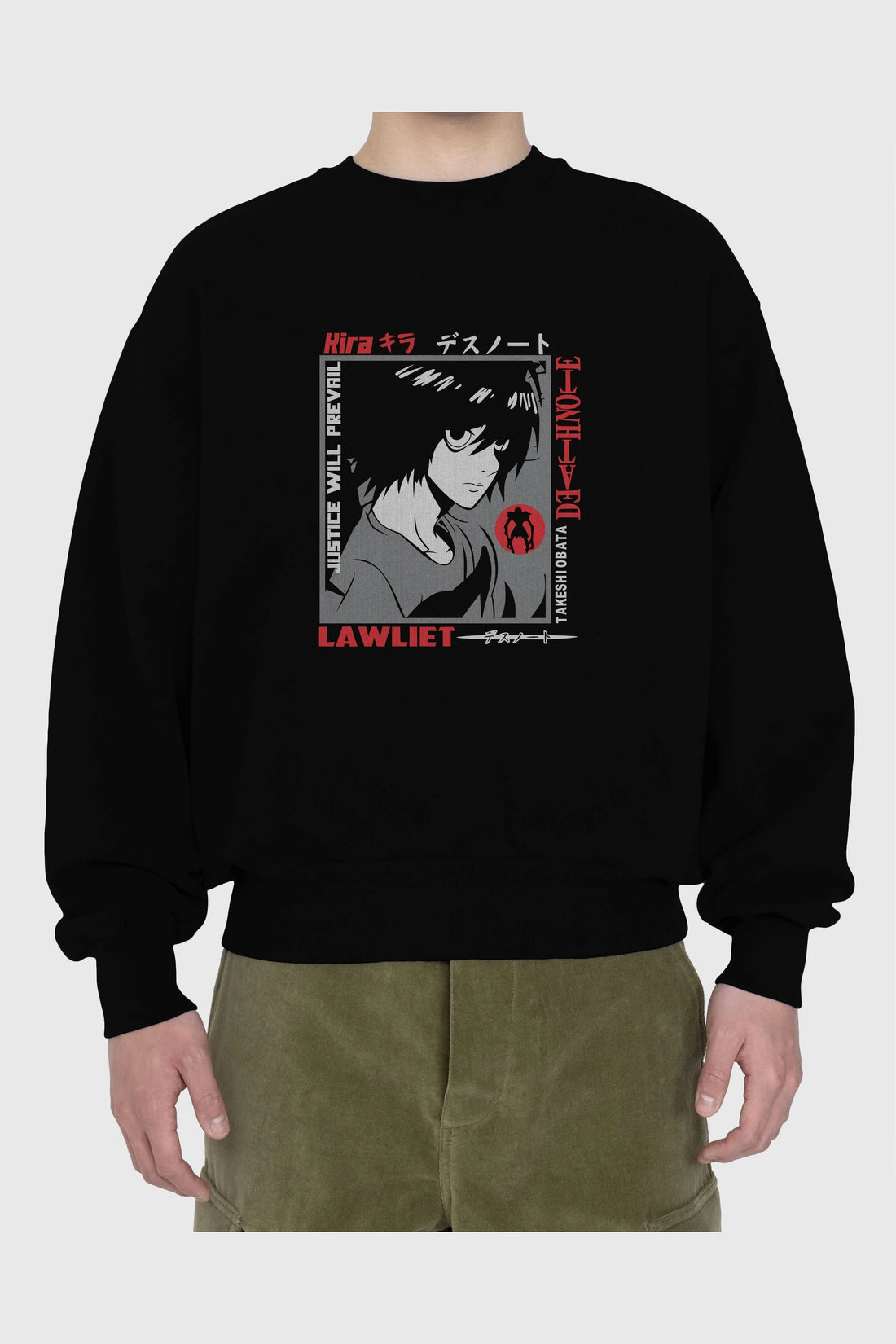 DEATH NOTE Anime Ön Baskılı Oversize Sweatshirt Erkek Kadın Unisex