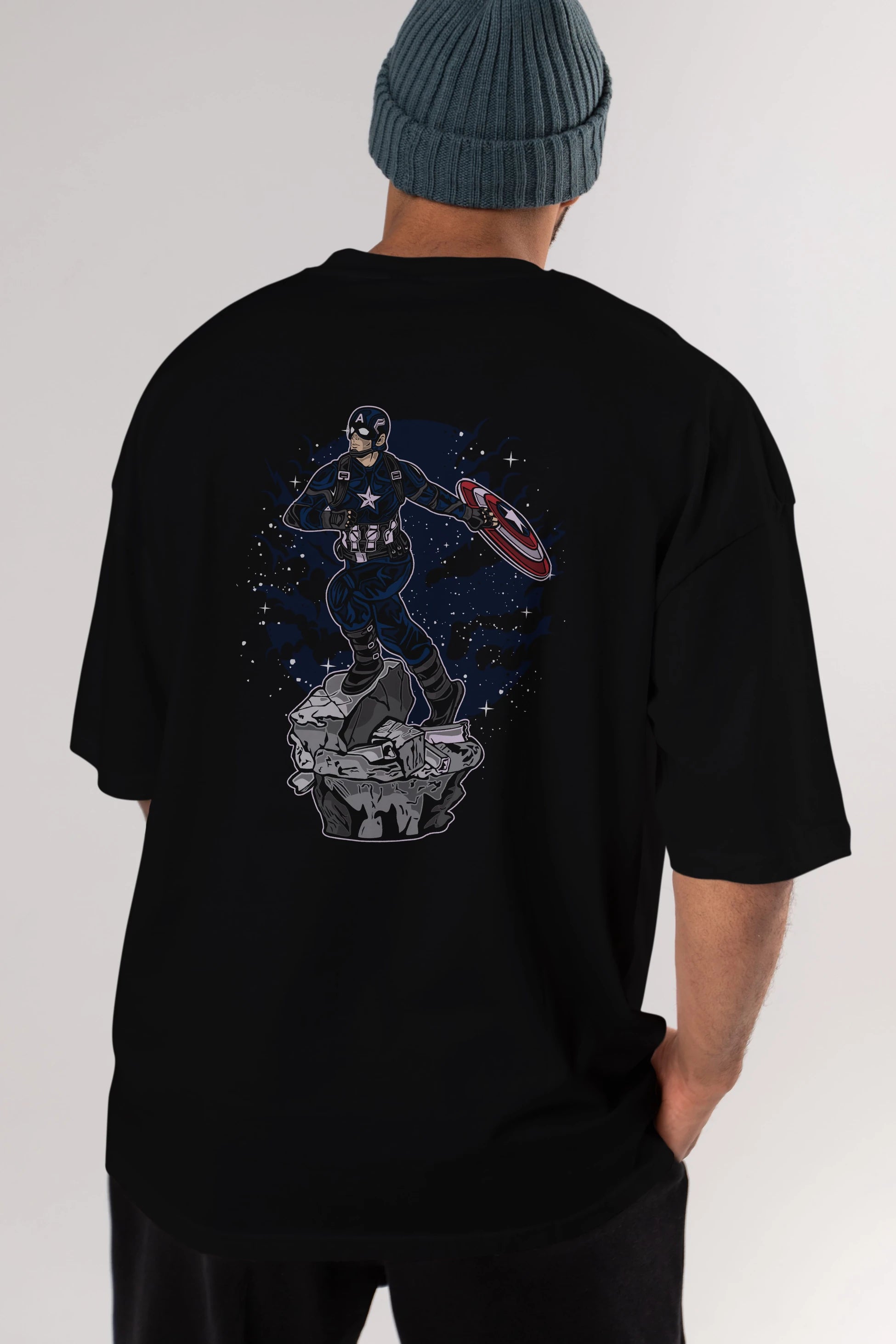 CAPTAIN AMERICA Arka Baskılı Oversize t-shirt Erkek Kadın Unisex %100 Pamuk
