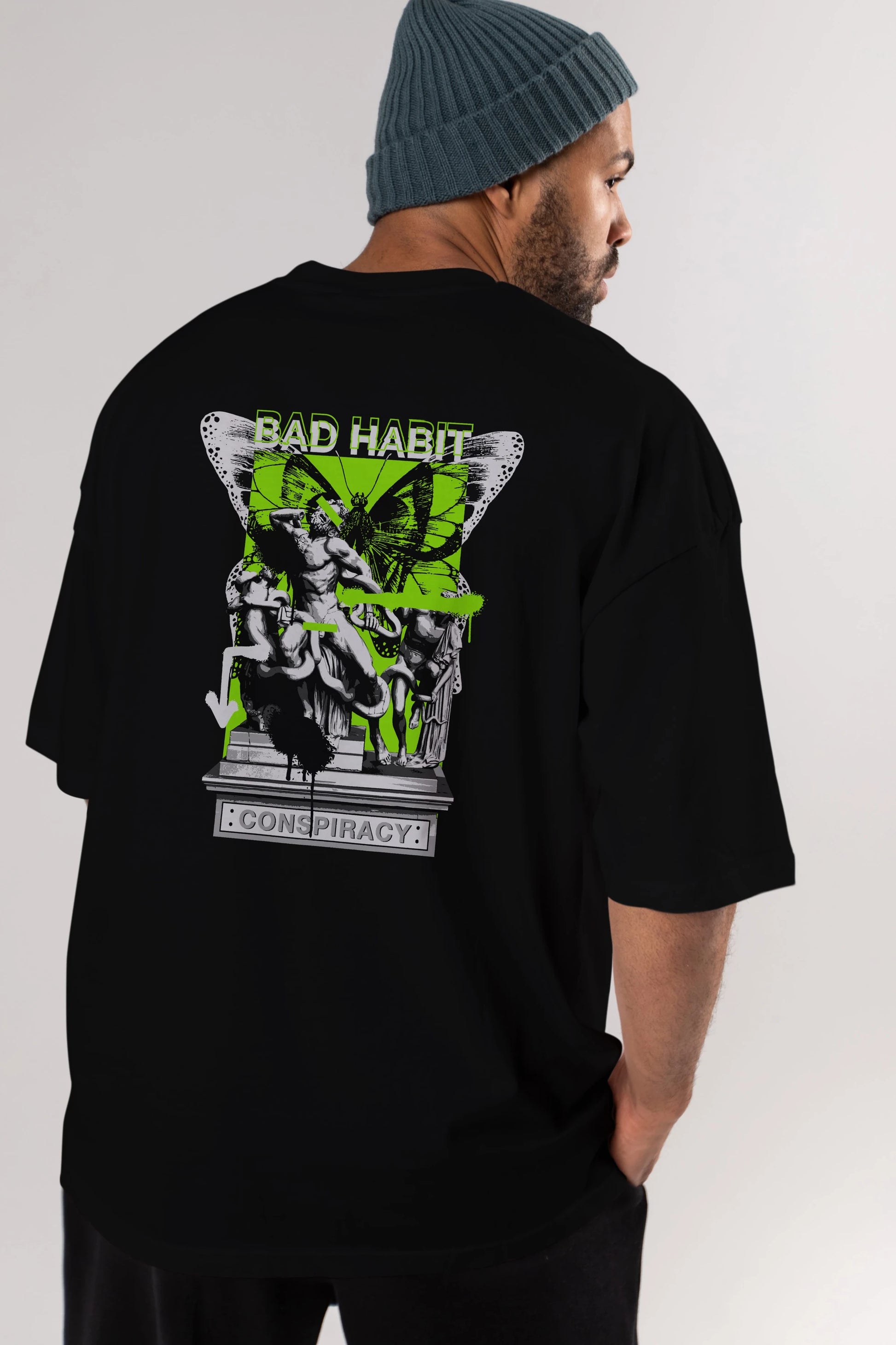 Bad Habit Arka Baskılı Oversize t-shirt Erkek Kadın Unisex