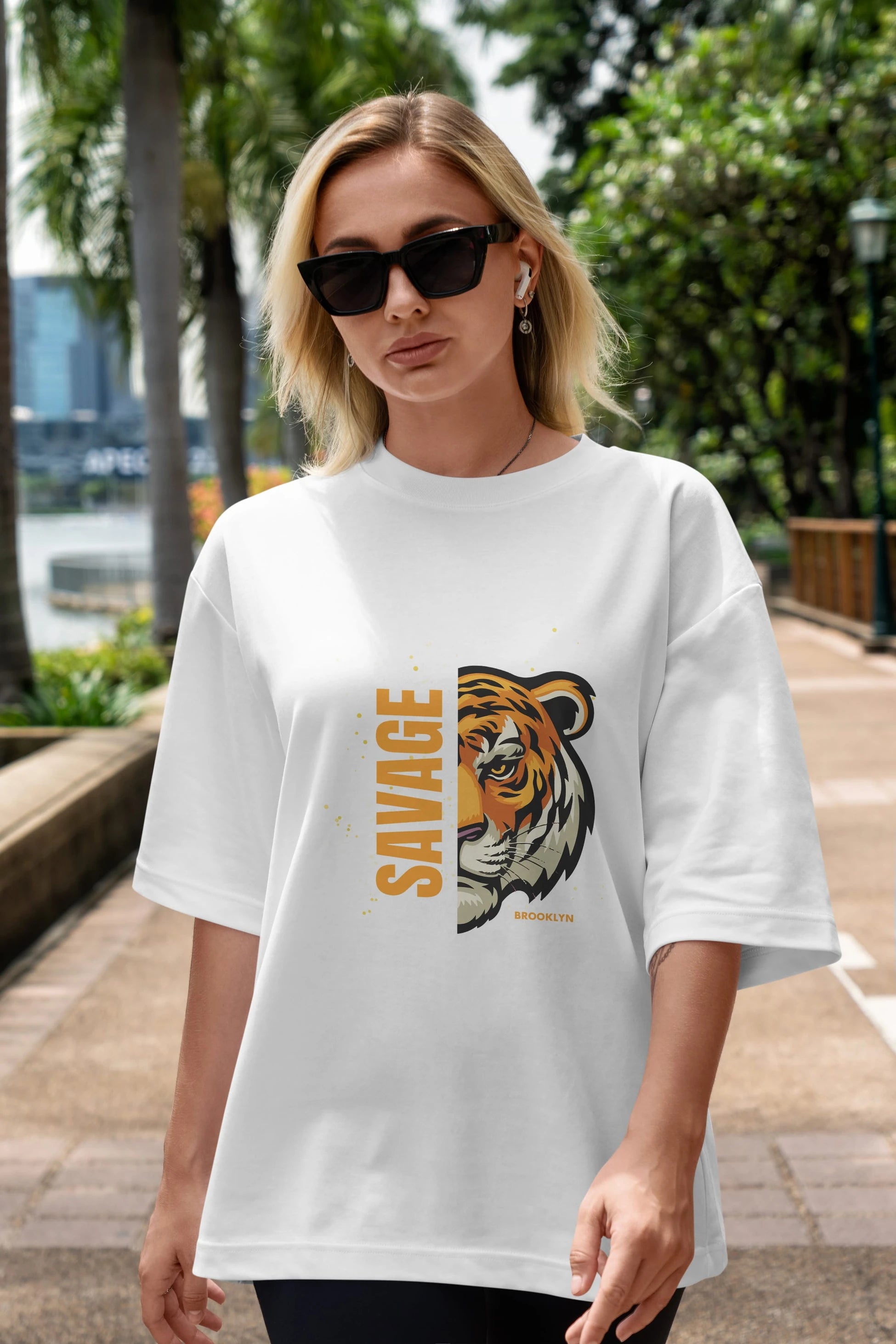 Savage Brooklyn Yazılı Ön Baskılı Oversize t-shirt Erkek Kadın Unisex