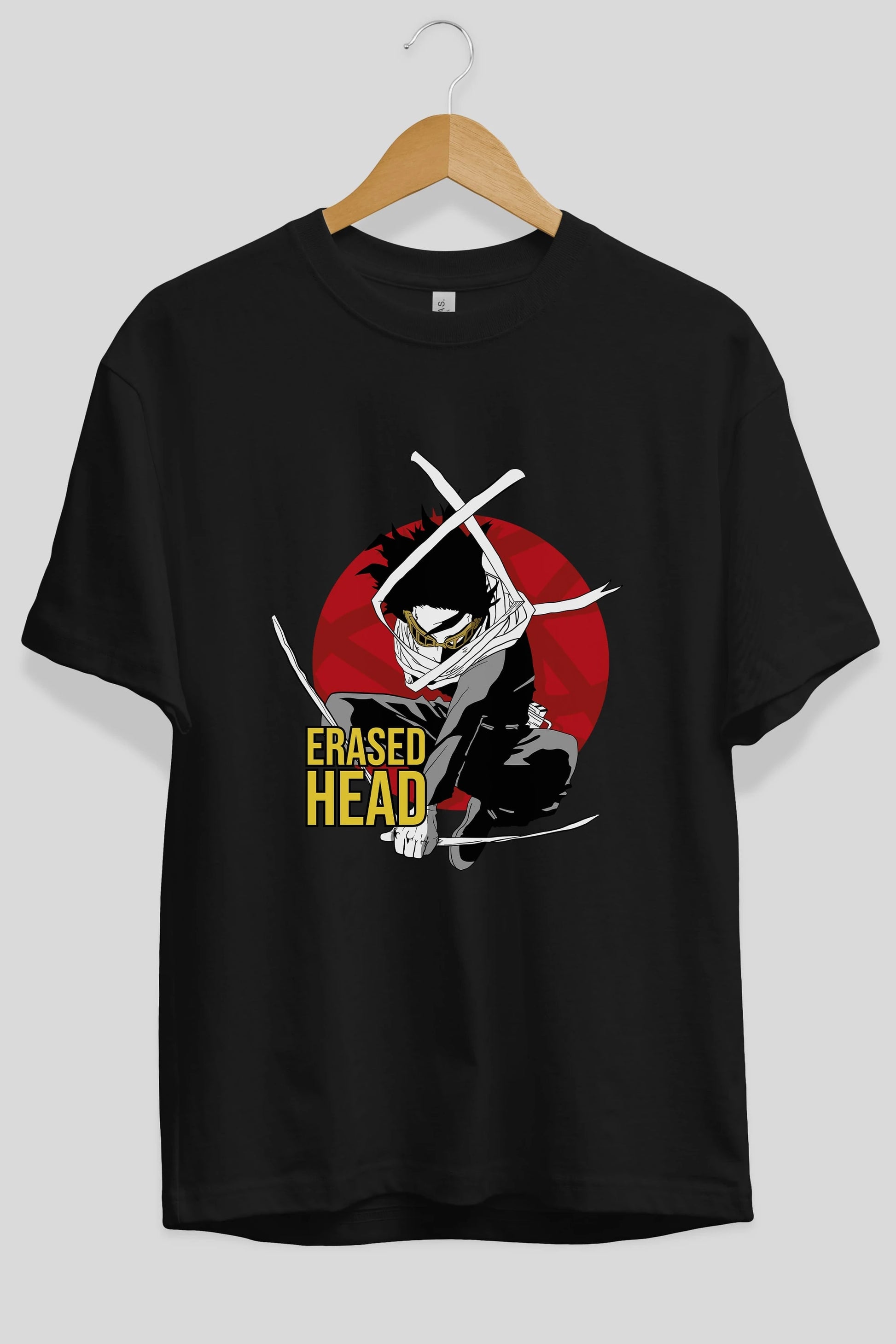 Erased Head Anime Ön Baskılı Oversize t-shirt %100 pamuk Erkek Kadın Unisex