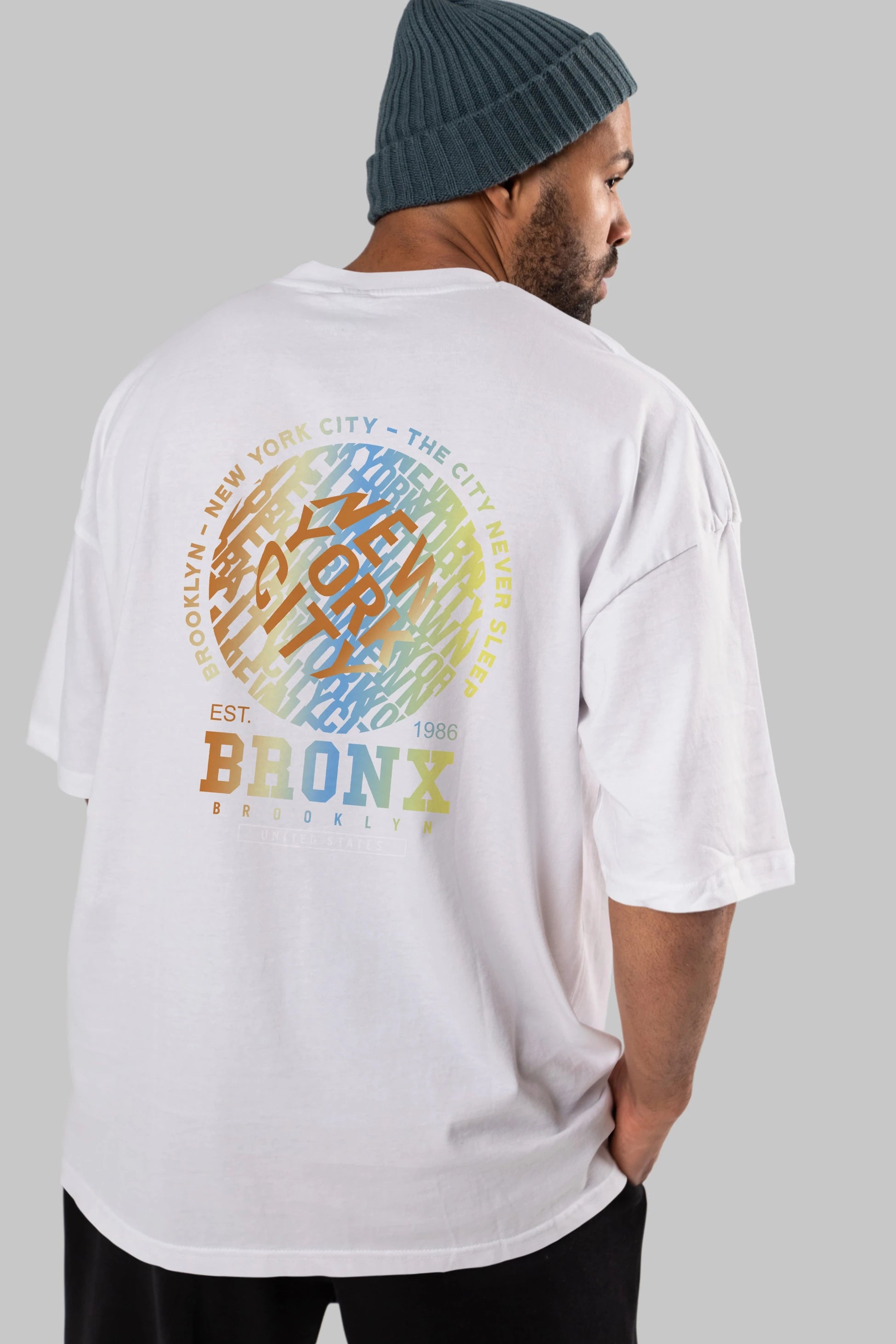 Brooklyn and New York City Arka Baskılı Oversize t-shirt Erkek Kadın Unisex