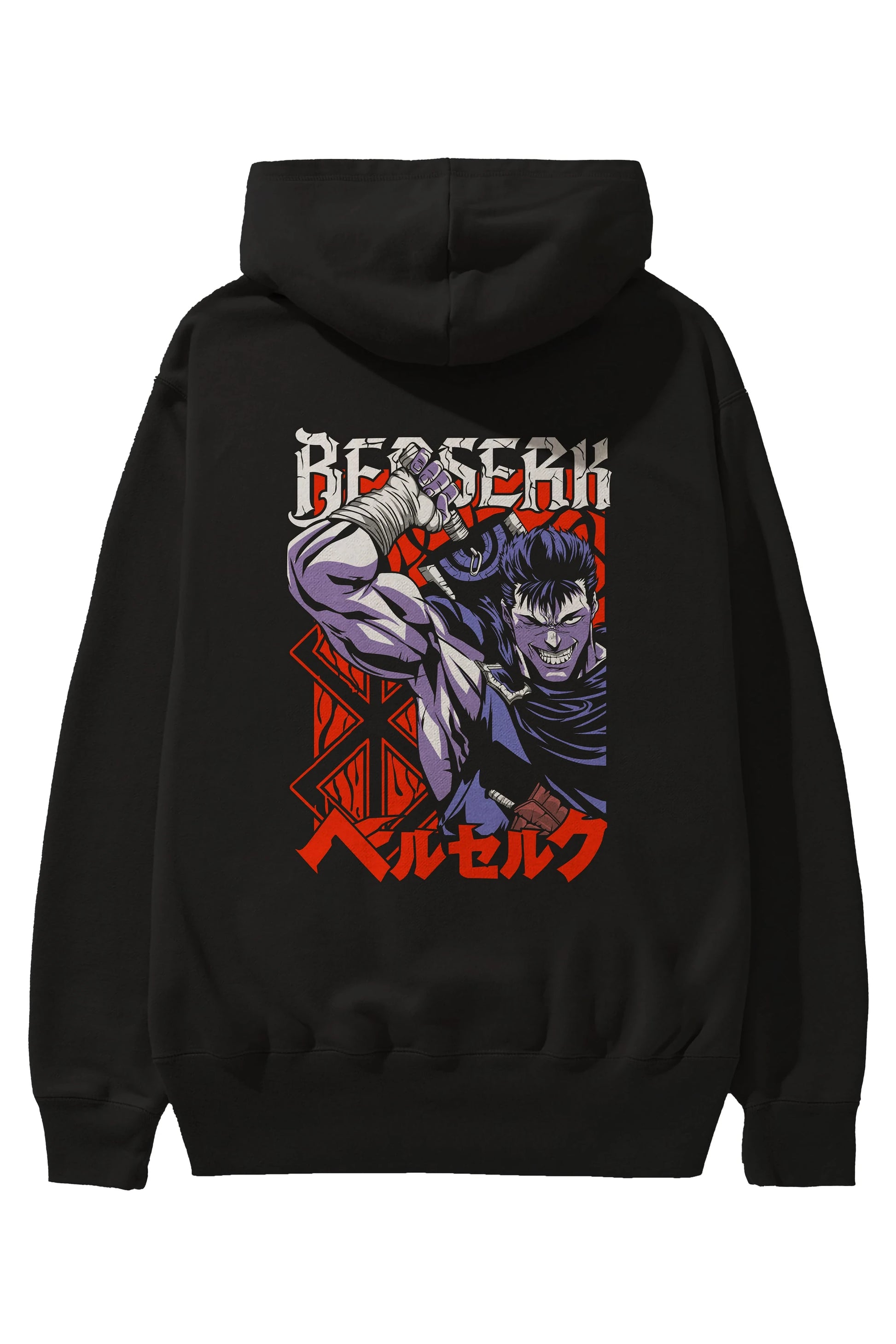 GUTS berserk Anime Arka Baskılı Hoodie Oversize Kapüşonlu Sweatshirt Erkek Kadın Unisex