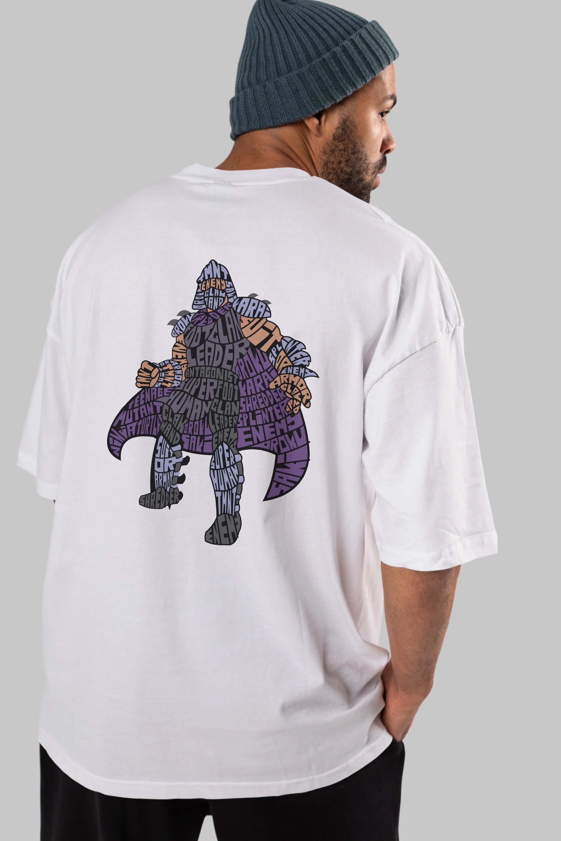 Foot Clan Leader Arka Baskılı Oversize t-shirt %100 pamuk Erkek Kadın Unisex