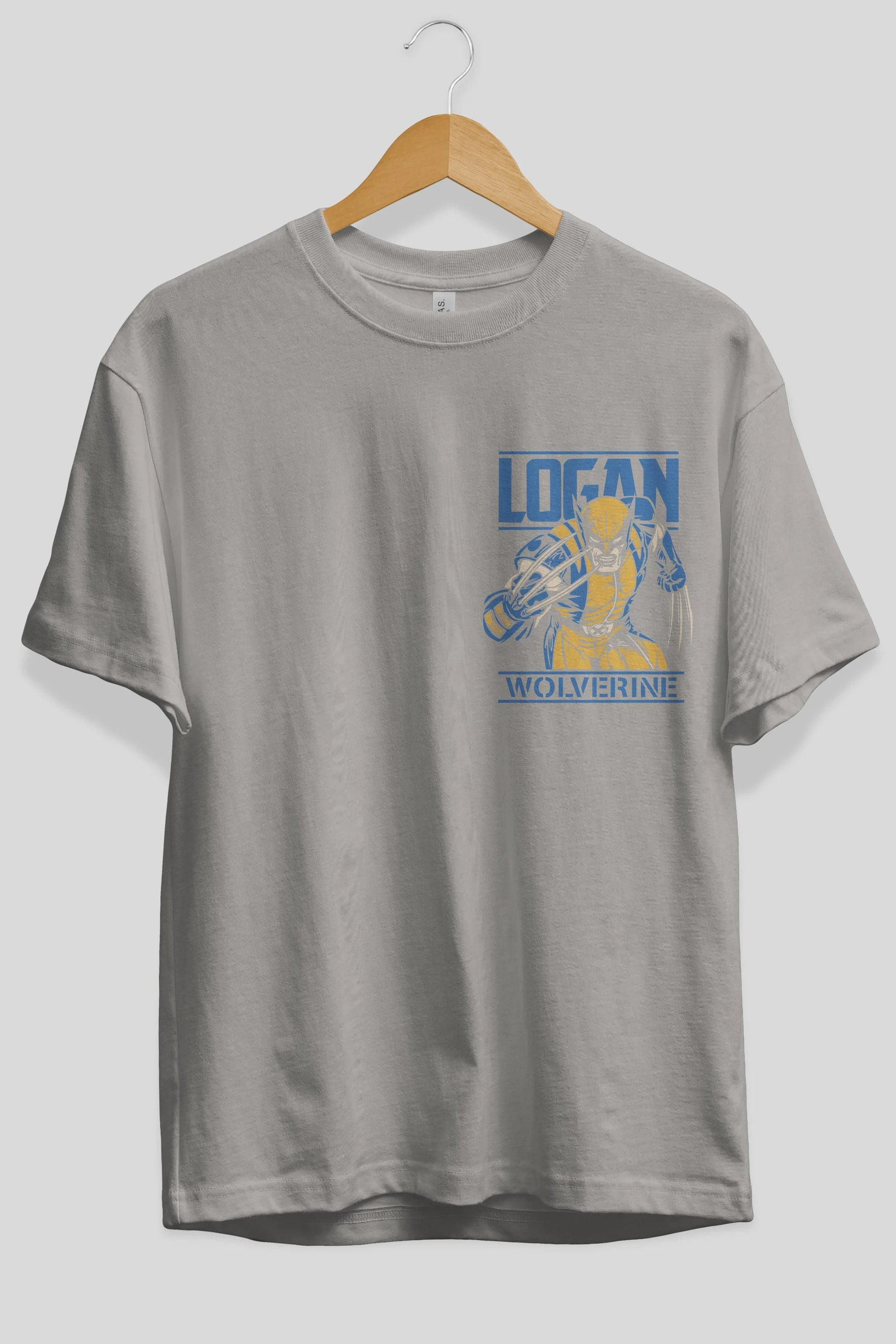 Wolverine Logan Ön Sol Baskılı Oversize t-shirt Erkek Kadın Unisex %100 Pamuk Bisiklet Yaka tişort
