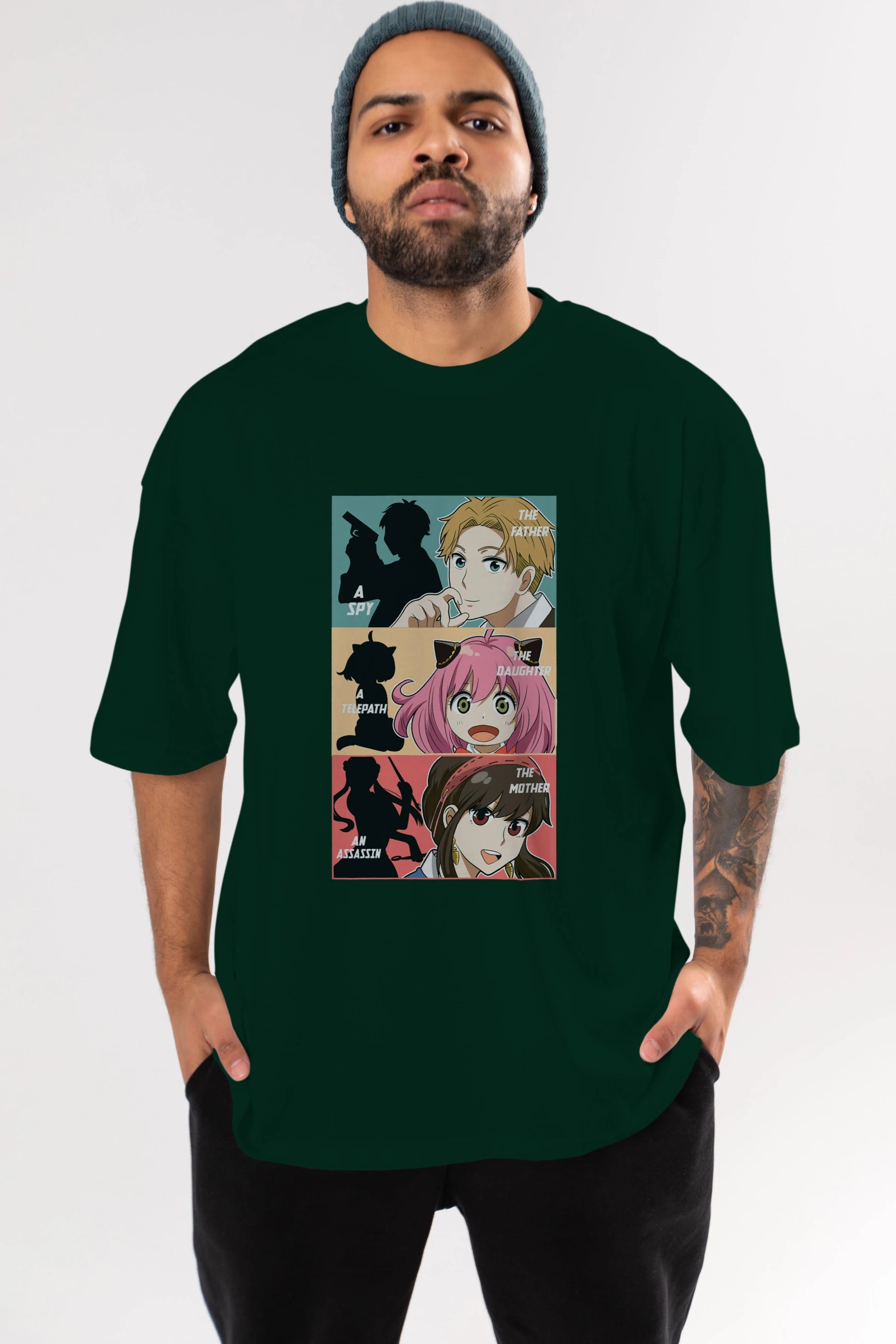 SPY X FAMILY Anime Ön Baskılı Oversize t-shirt %100 pamuk Erkek Kadın Unisex