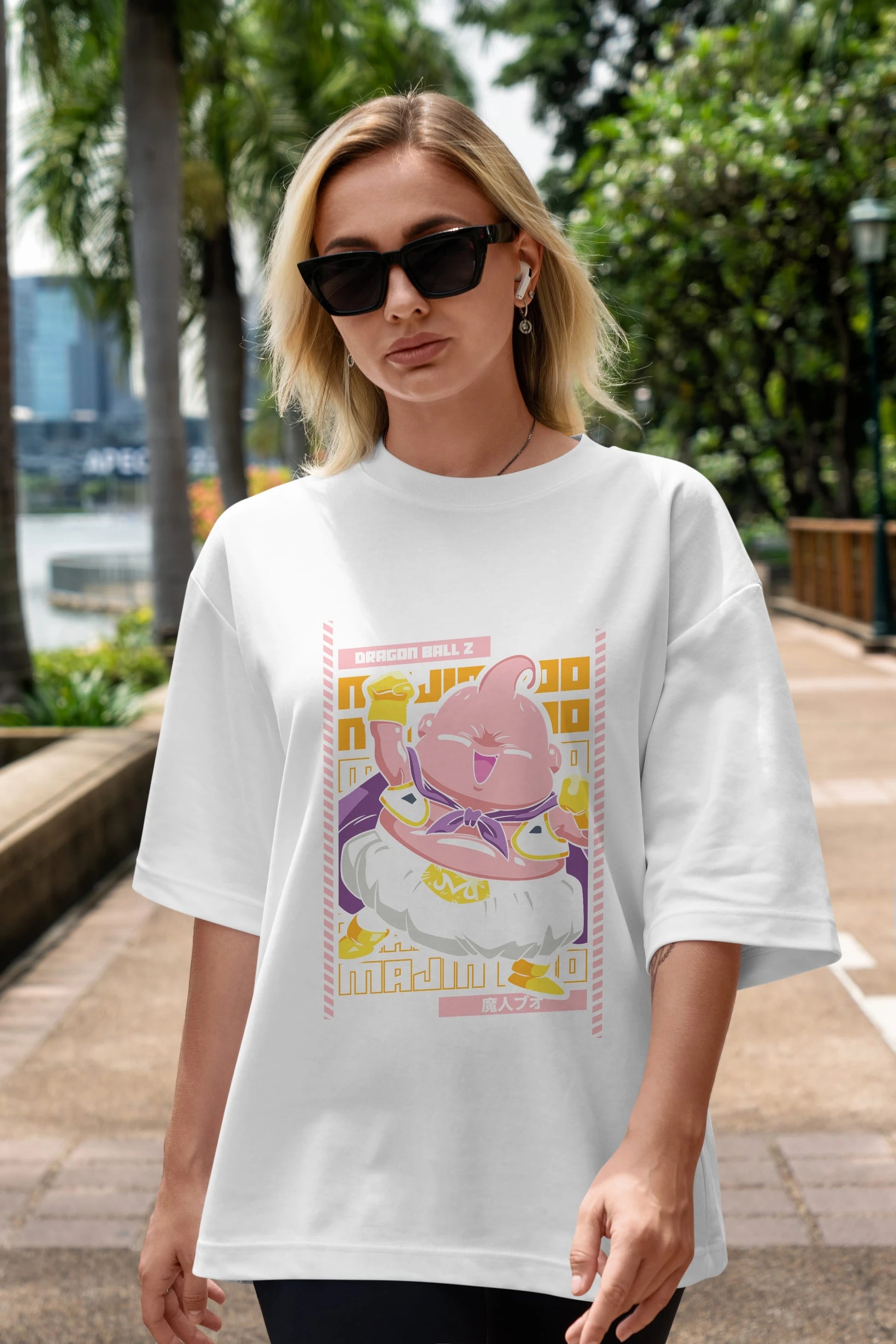 MAJIN BOO1 Anime Ön Baskılı Oversize t-shirt %100 pamuk Erkek Kadın Unisex