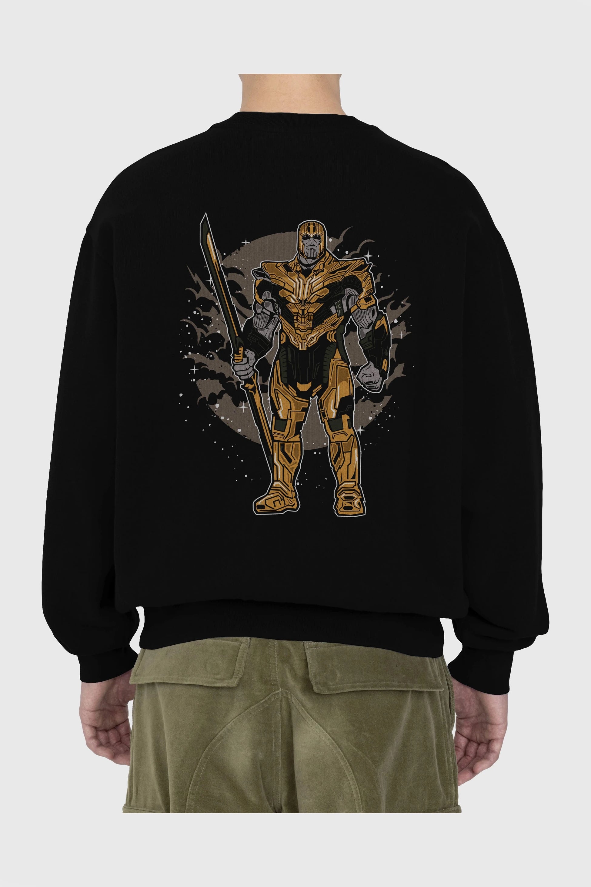 Thanos Arka Baskılı Oversize Sweatshirt Erkek Kadın Unisex