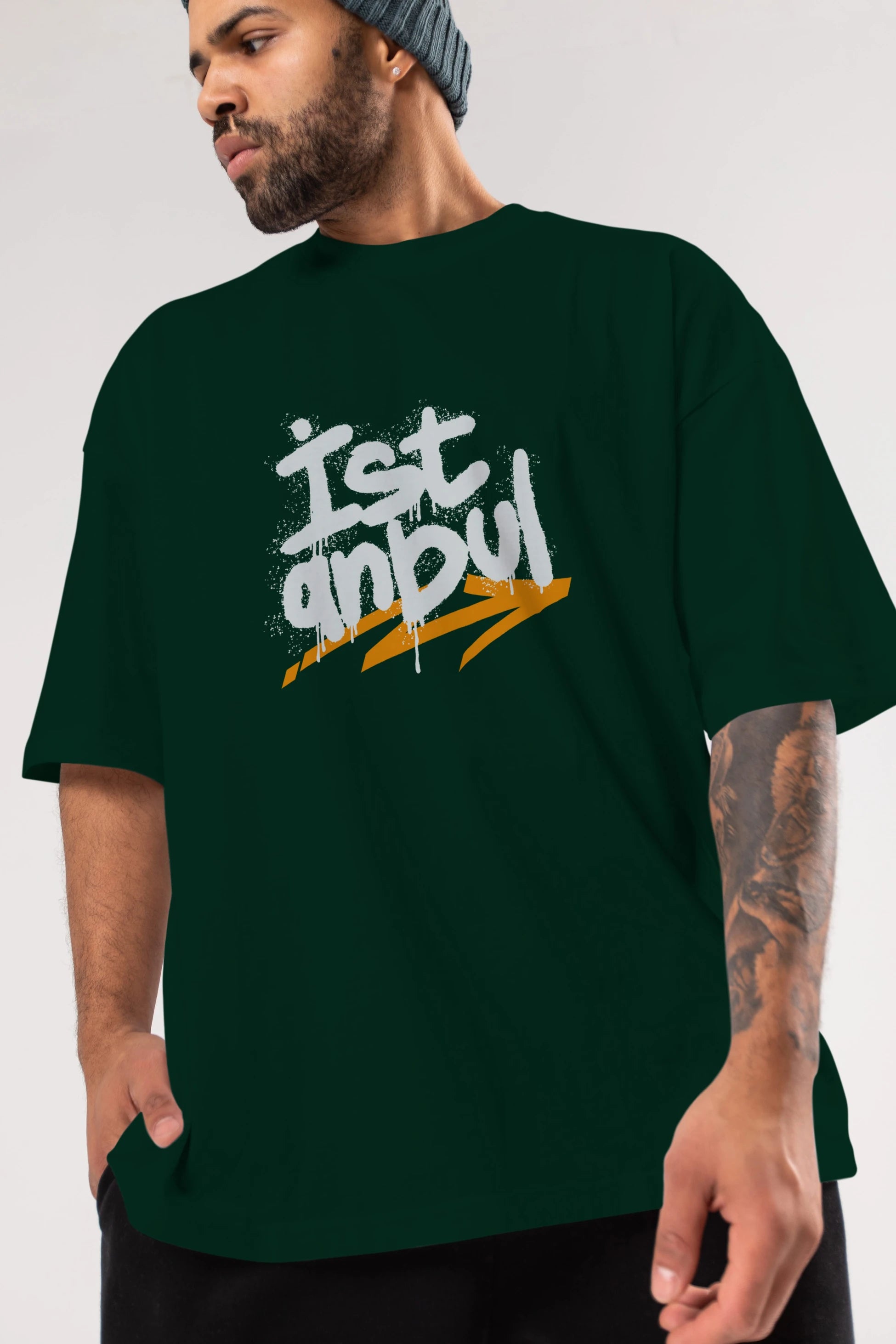 istanbul Yazılı Ön Baskılı Oversize t-shirt Erkek Kadın Unisex