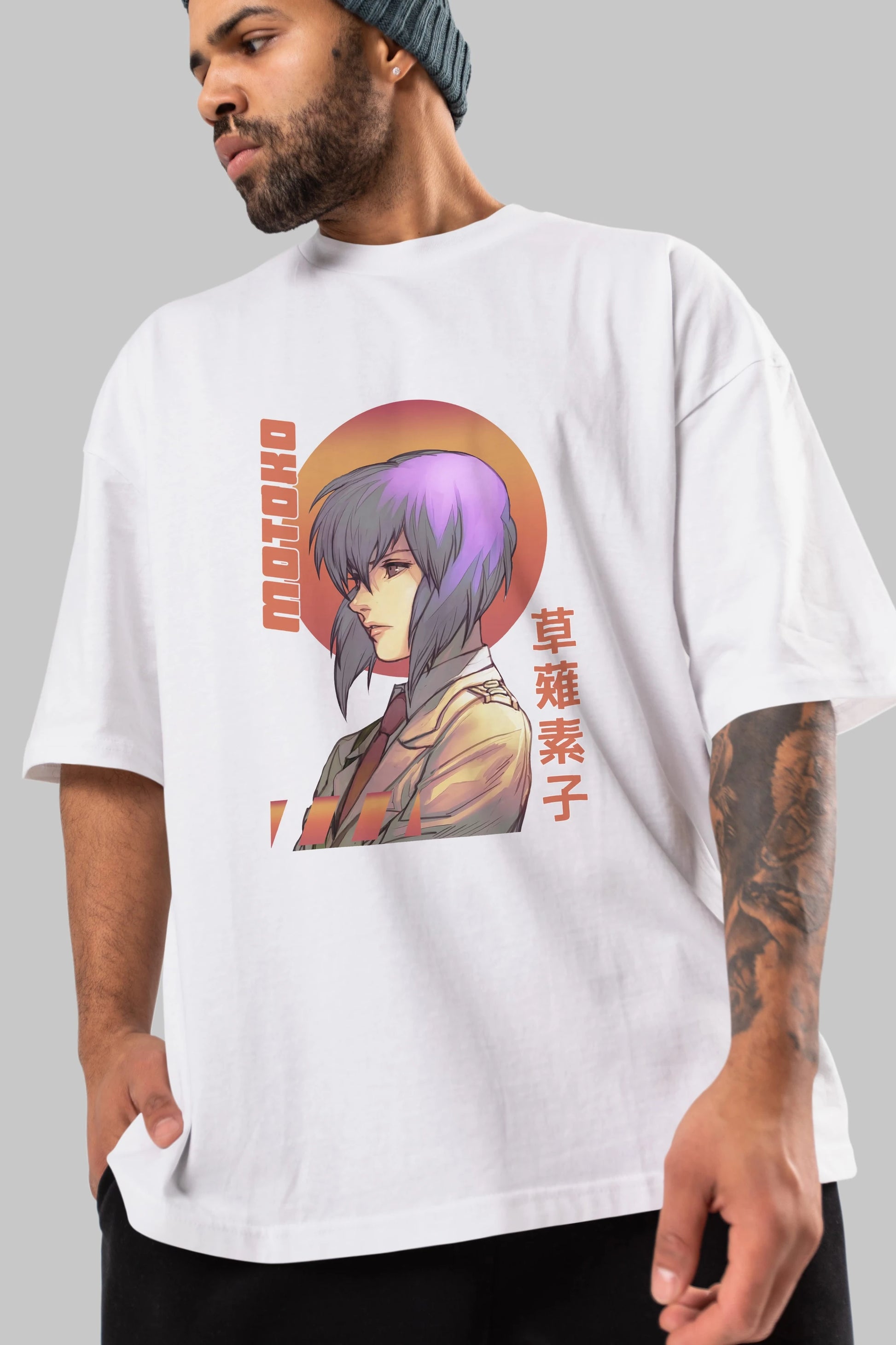Motoko Kusanagi 10 Anime Ön Baskılı Oversize t-shirt %100 pamuk Erkek Kadın Unisex