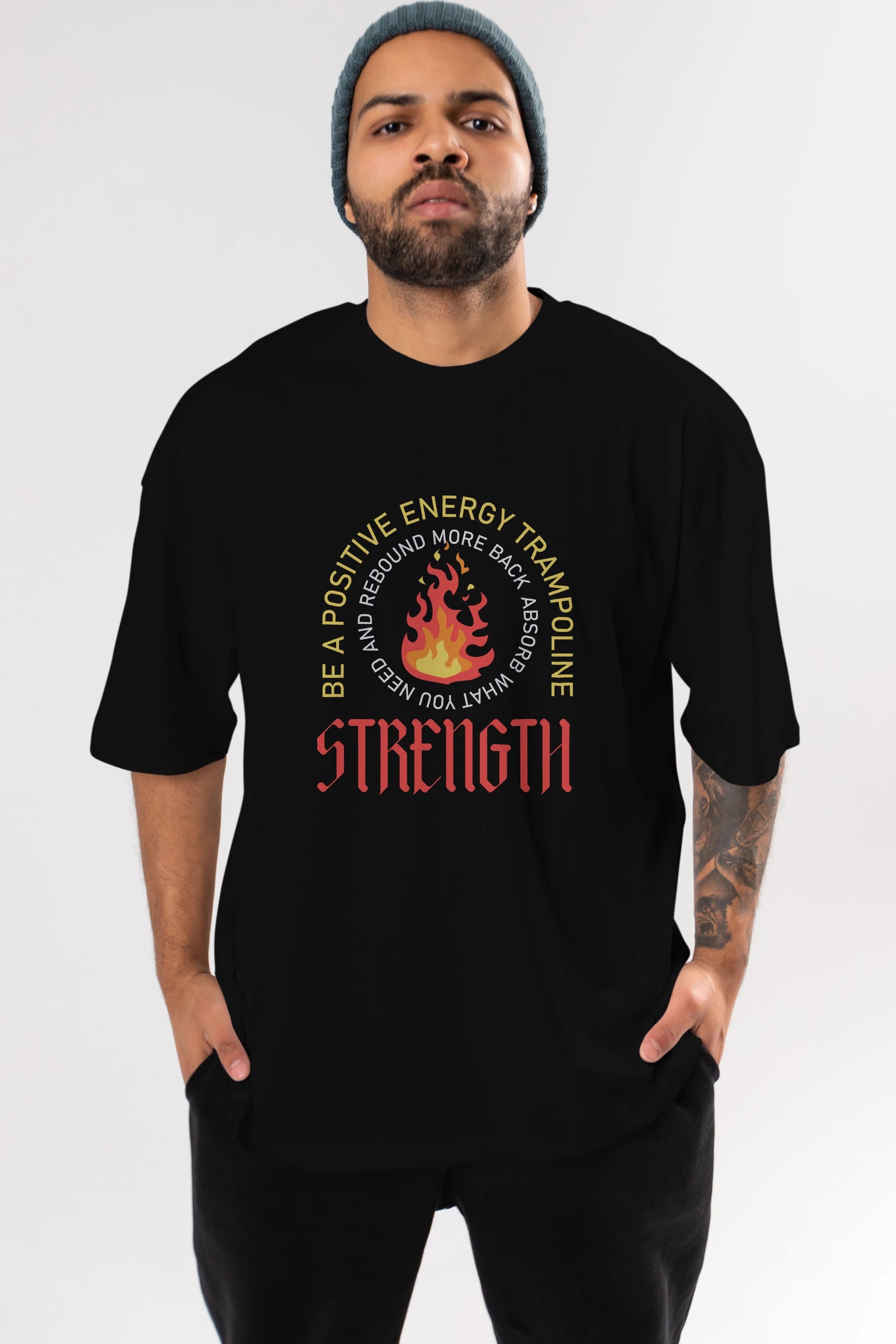 Positive Energy Ön Baskılı Oversize t-shirt Erkek Kadın Unisex