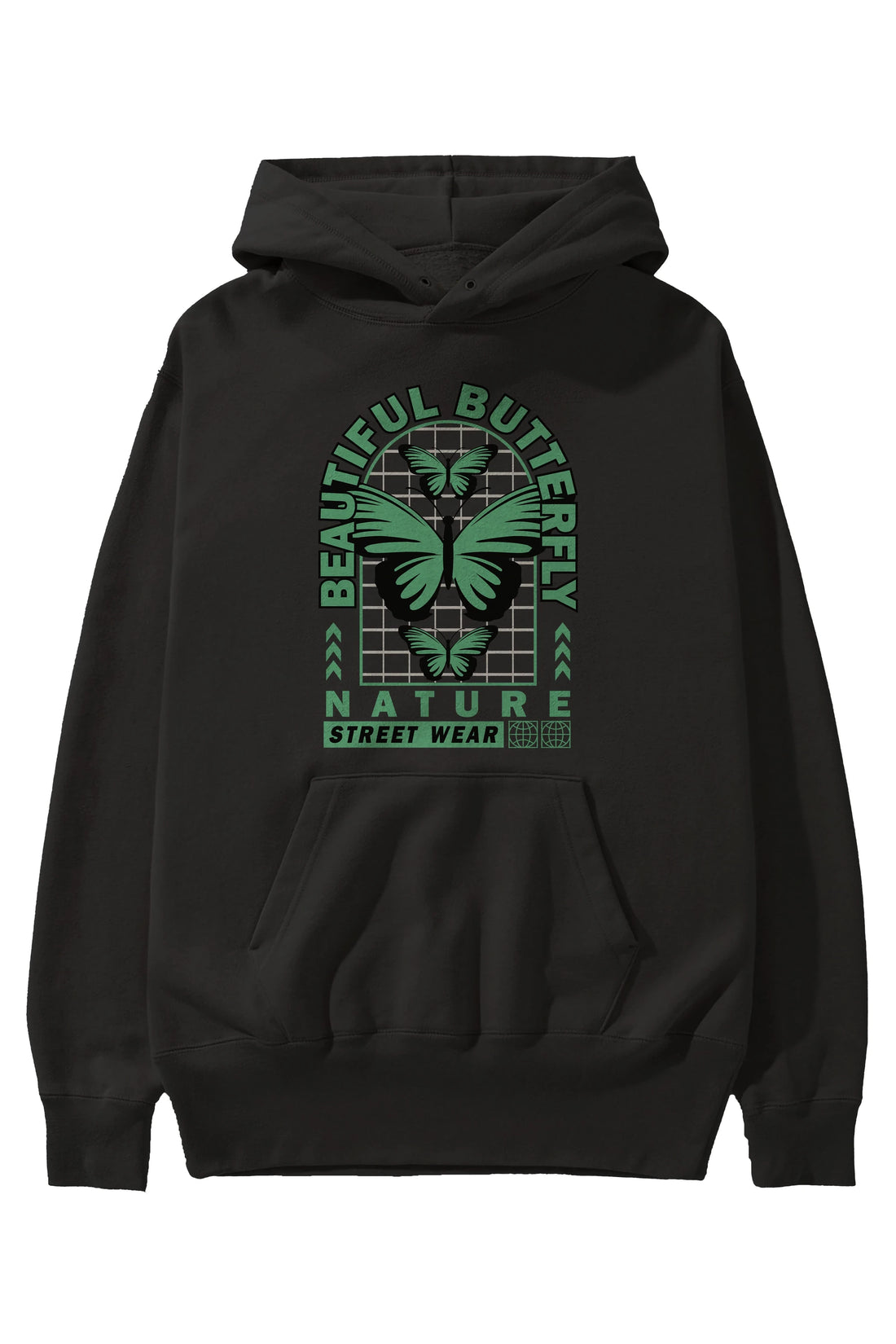 Beautiful Butterfly Ön Baskılı Hoodie Oversize Kapüşonlu Sweatshirt Erkek Kadın Unisex
