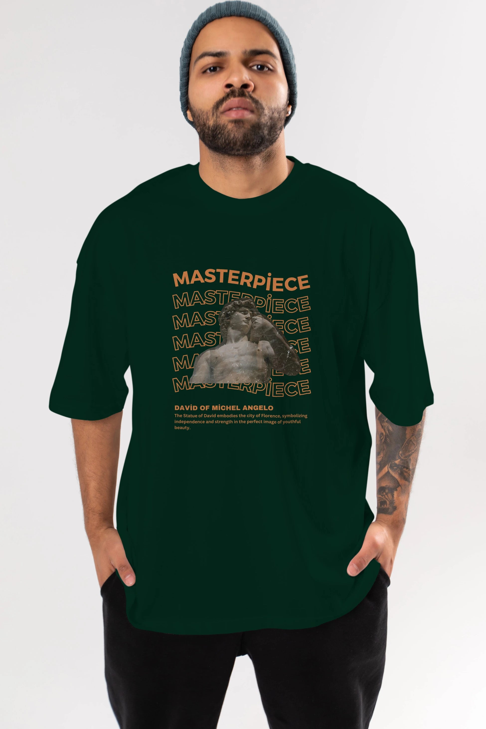 Masterpiece Yazılı Ön Baskılı Oversize t-shirt Erkek Kadın Unisex