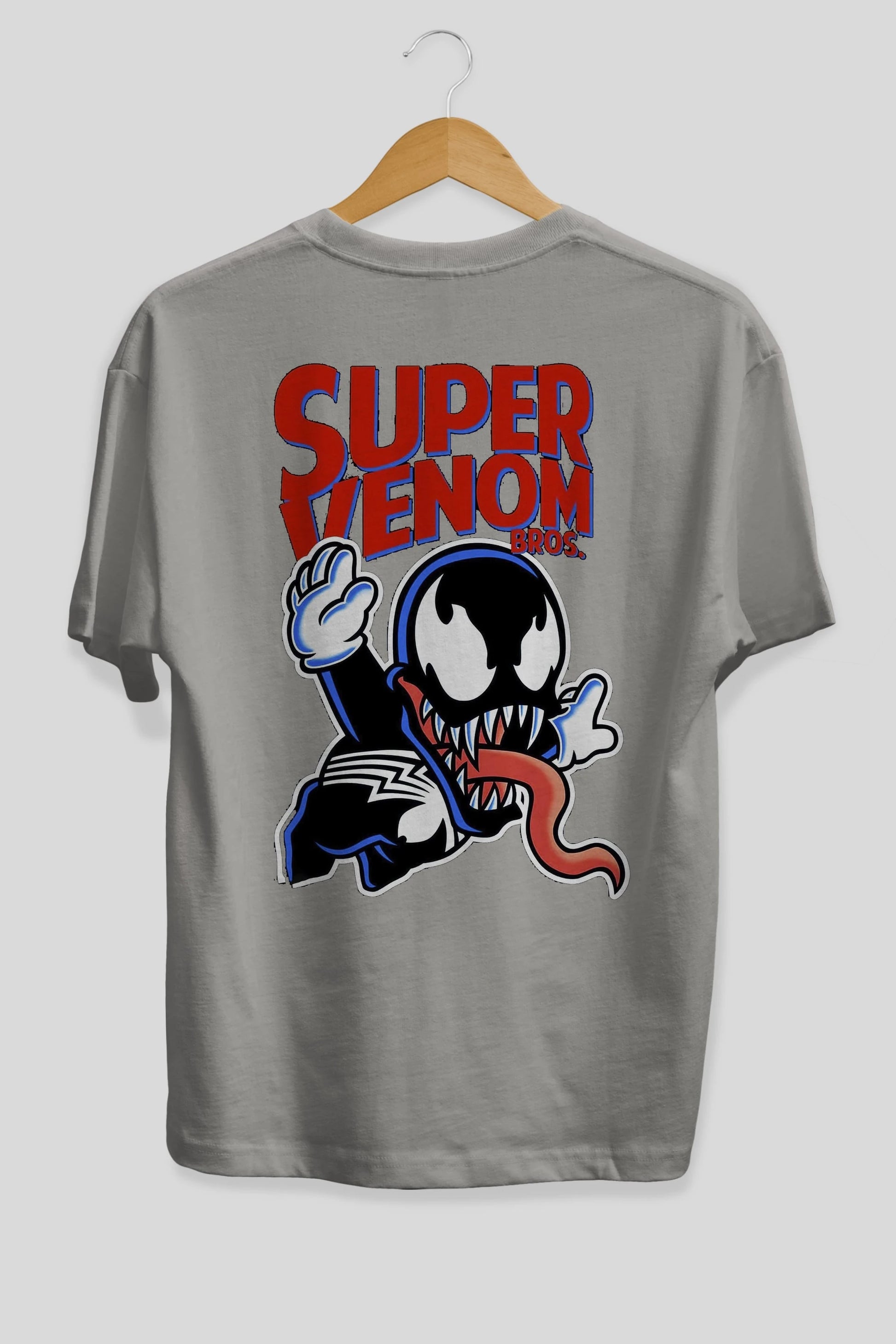 Super Venom Arka Baskılı Oversize t-shirt Erkek Kadın Unisex %100 Pamuk Bisiklet Yaka tişort