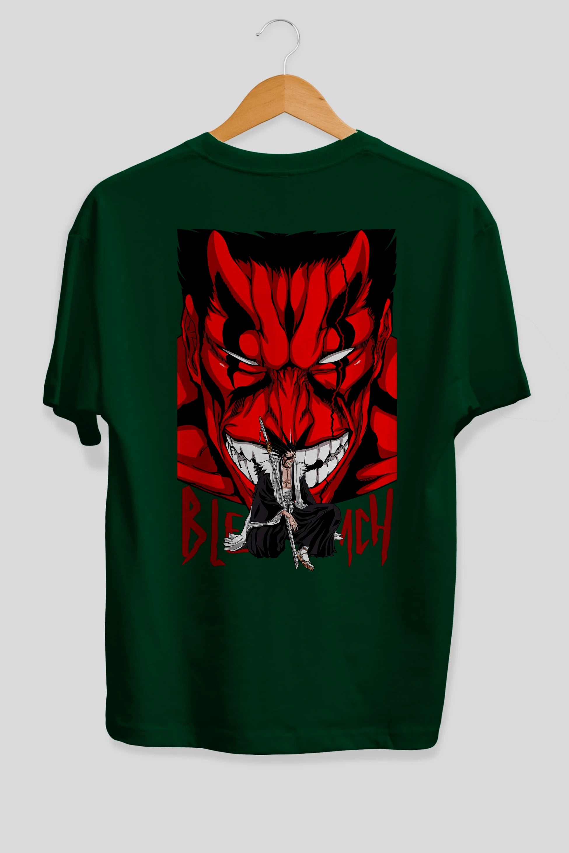 KENPACHI ZARAKI BLEACH Anime Arka Baskılı Oversize t-shirt Erkek Kadın Unisex