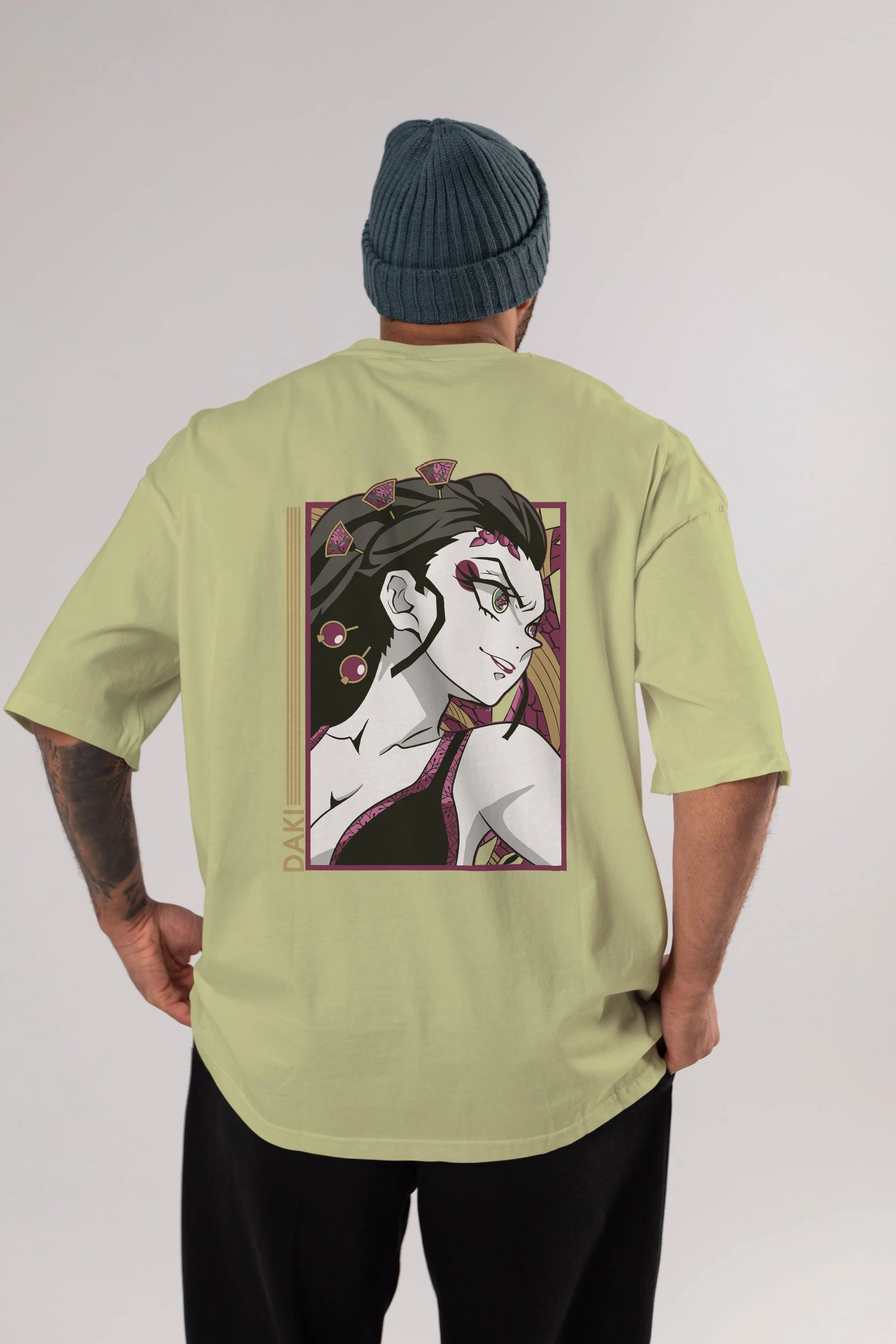 Daki DEMION SLAYER Anime Arka Baskılı Oversize t-shirt Erkek Kadın Unisex