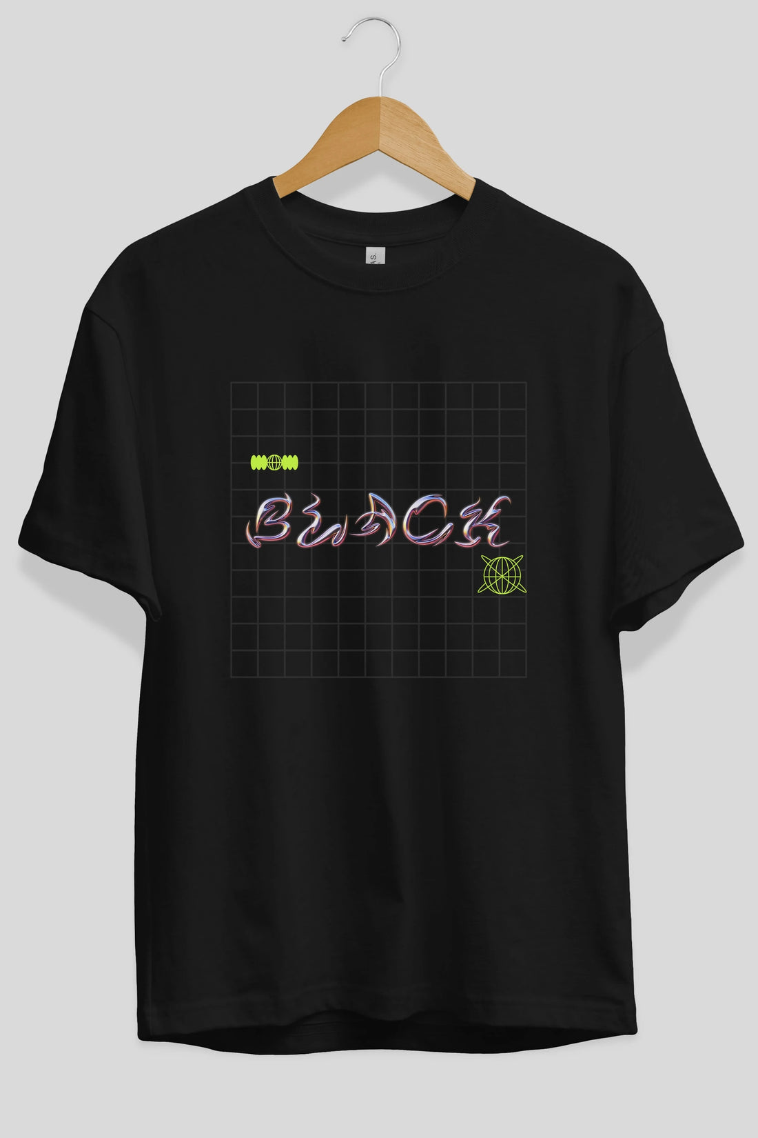 Black Yazılı Ön Baskılı Oversize t-shirt Erkek Kadın Unisex