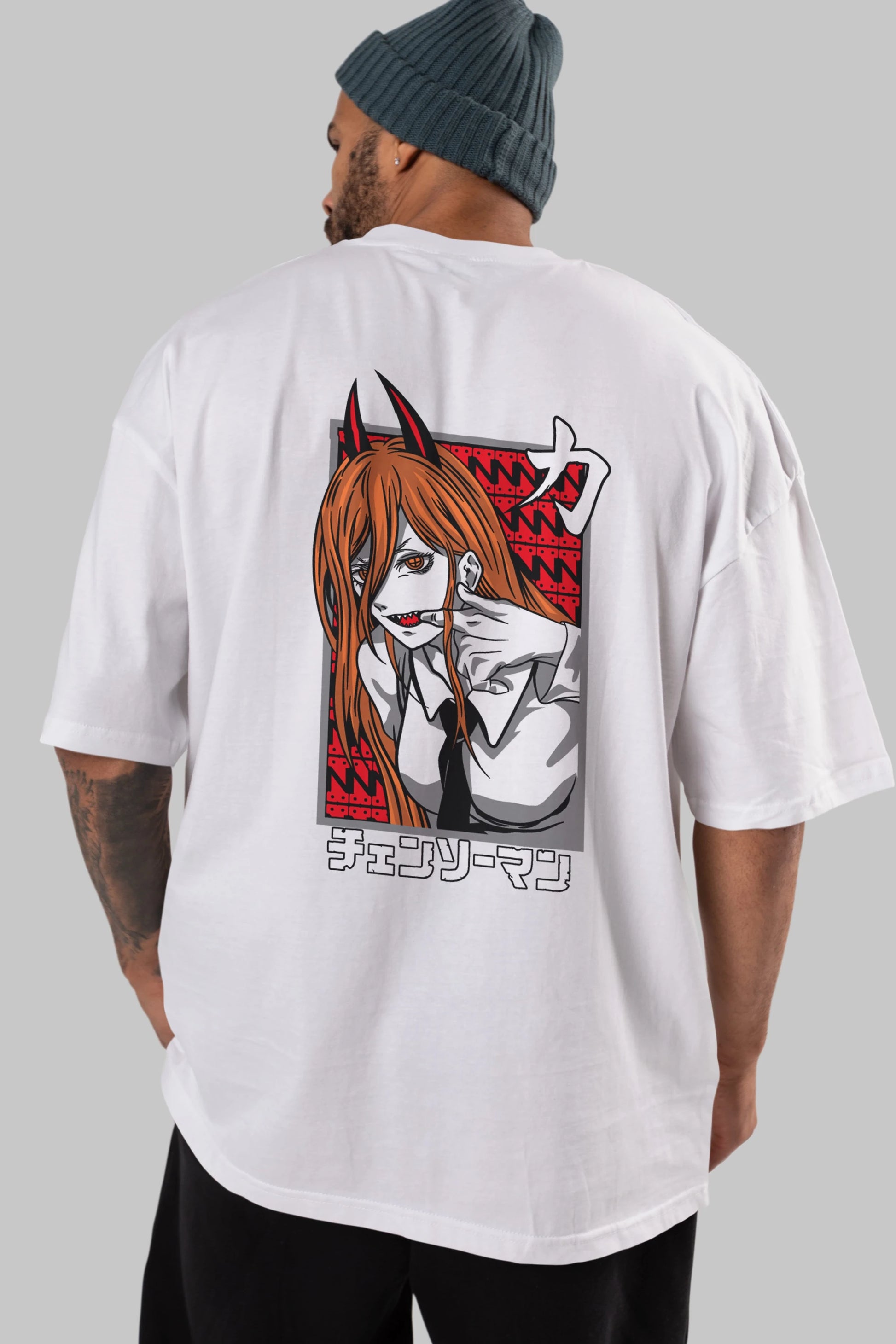 CHAINSAWMAN POWER Anime Arka Baskılı Oversize t-shirt Erkek Kadın Unisex
