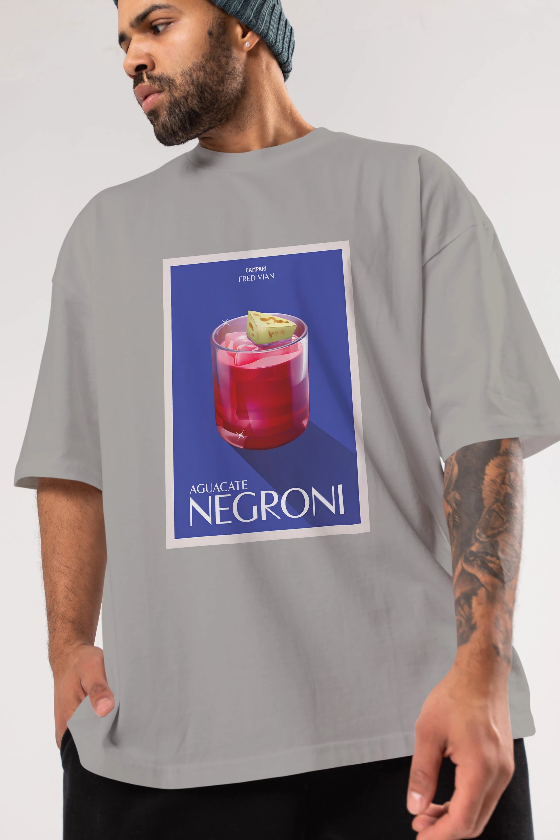 Aguacate Negroni Ön Baskılı Oversize t-shirt Erkek Kadın Unisex %100 Pamuk Bisiklet Yaka tişort