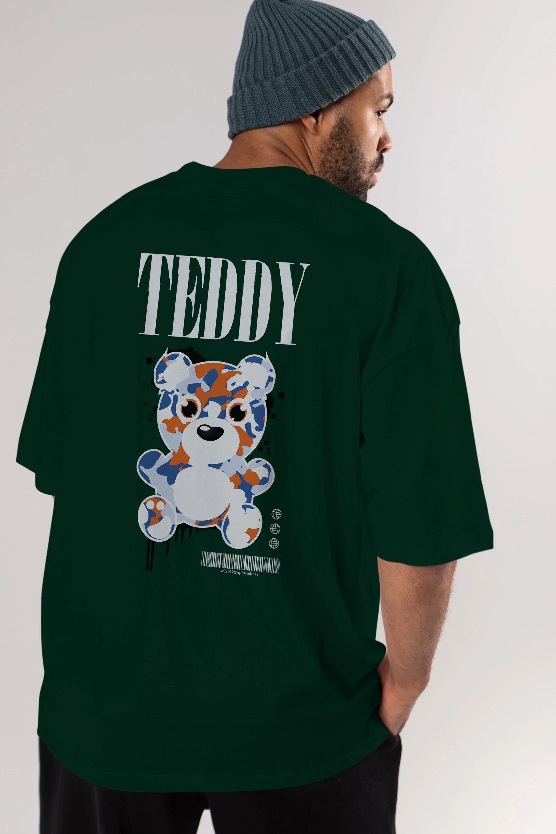 Teddy Bear Streetwear Arka Baskılı Oversize t-shirt Erkek Kadın Unisex