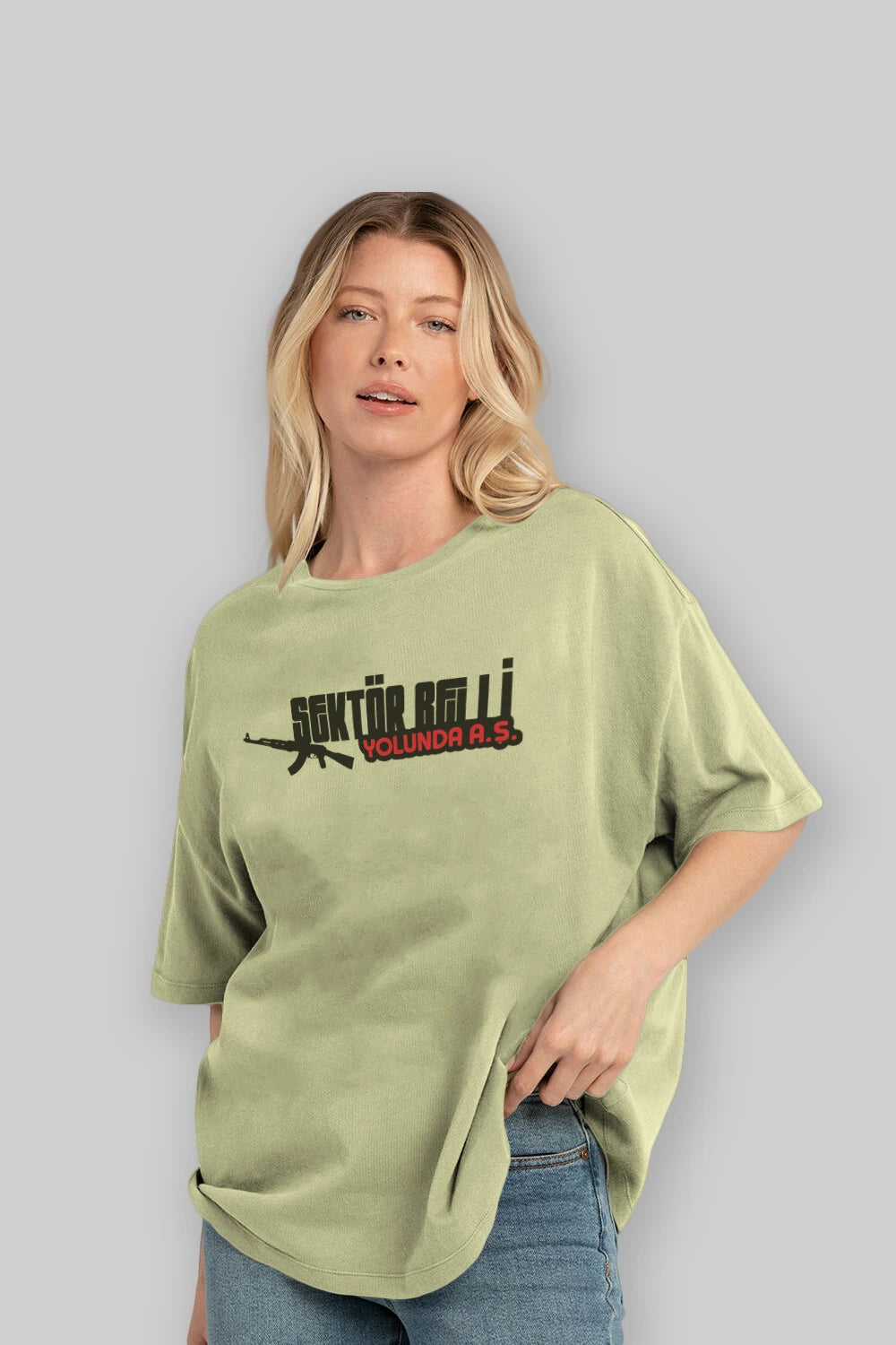 Sektör Belli Ön Baskılı Oversize t-shirt %100 pamuk Erkek Kadın Unisex